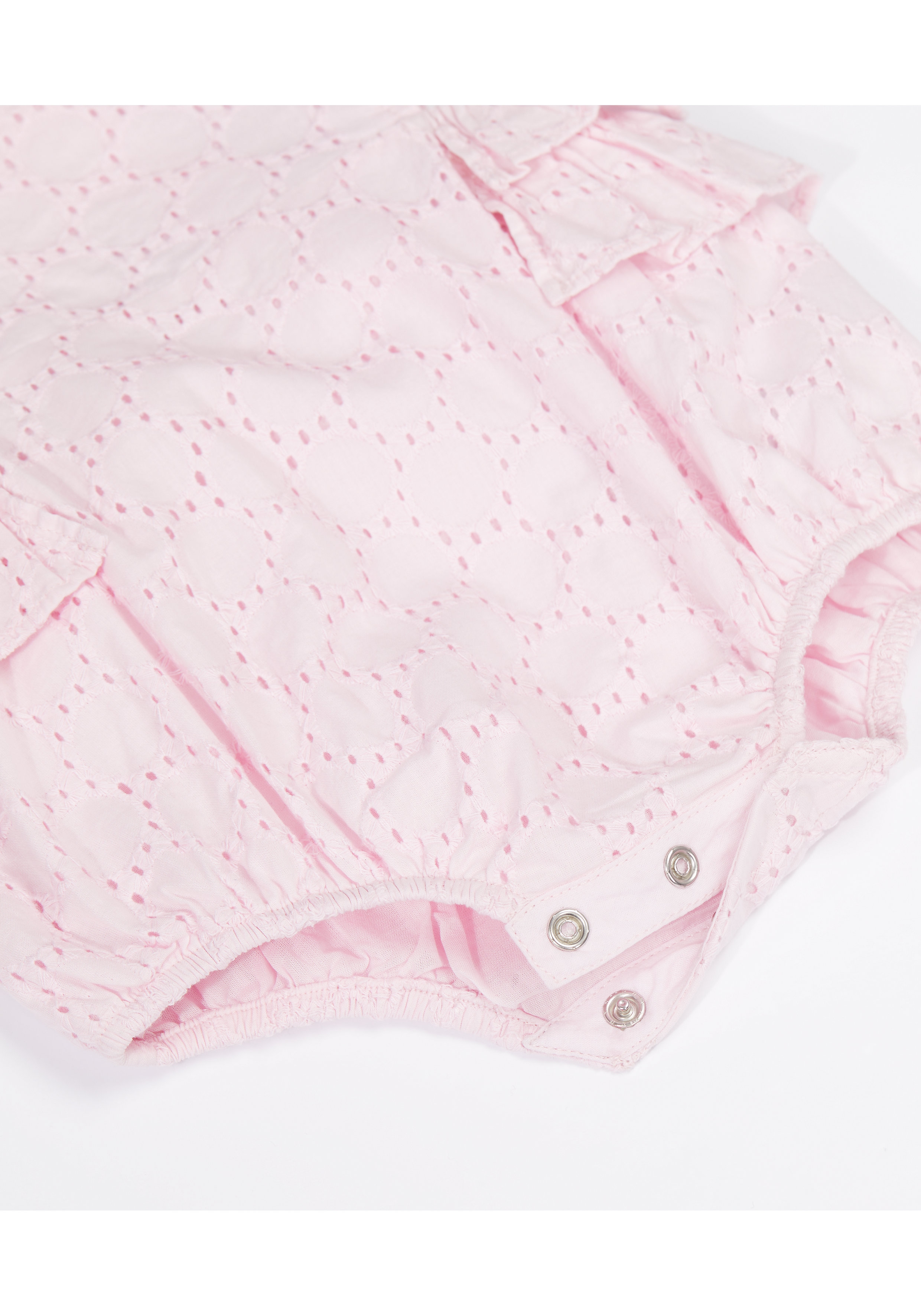 Mothercare | Girls Half Sleeves Schiffli Dungaree Set Frill Detail - Pink 4