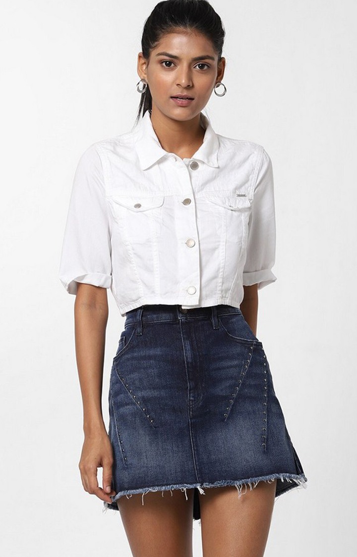 Warming Button-Front Crop Jacket with Flap Pockets