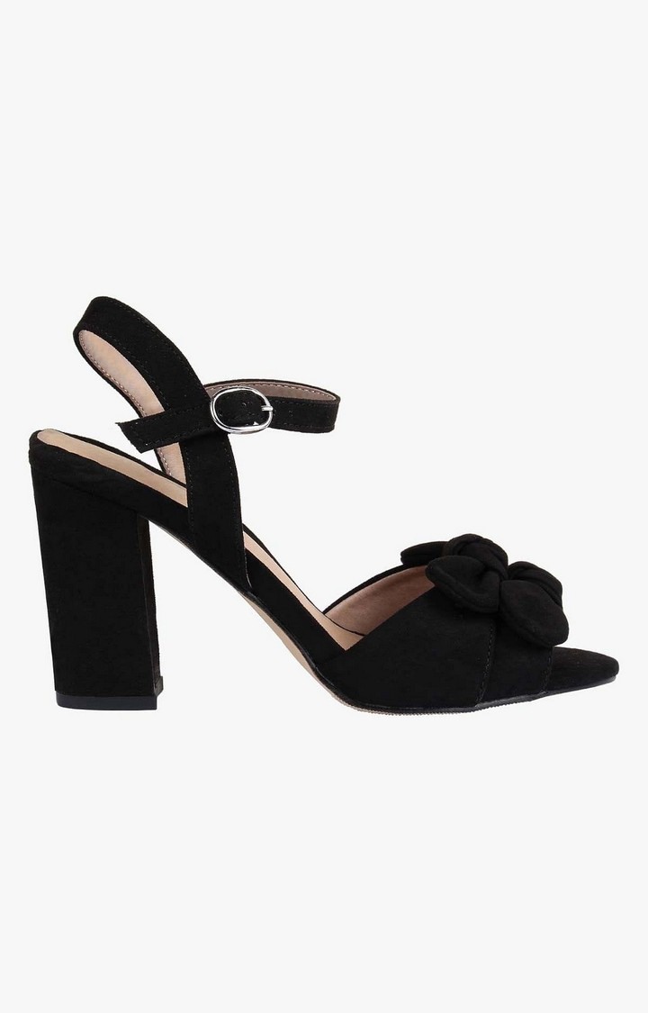 Bows Black Heel Sandals