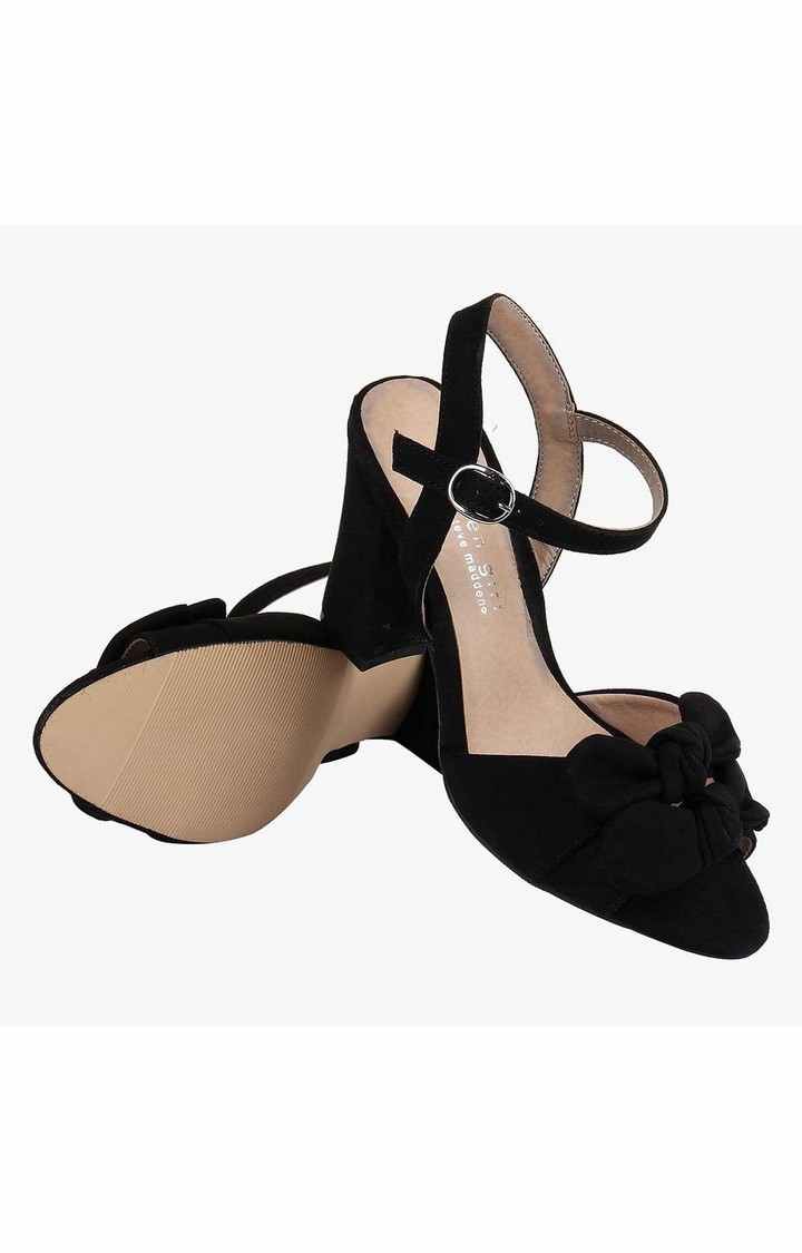 Bows Black Heel Sandals