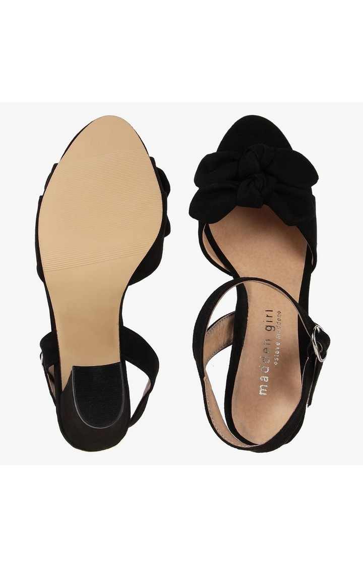 Bows Black Heel Sandals