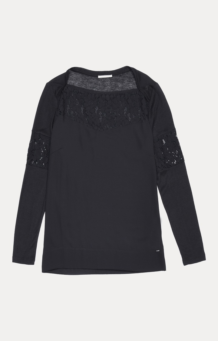 Nazellis Boat-Neck T-shirt with Lace Inserts