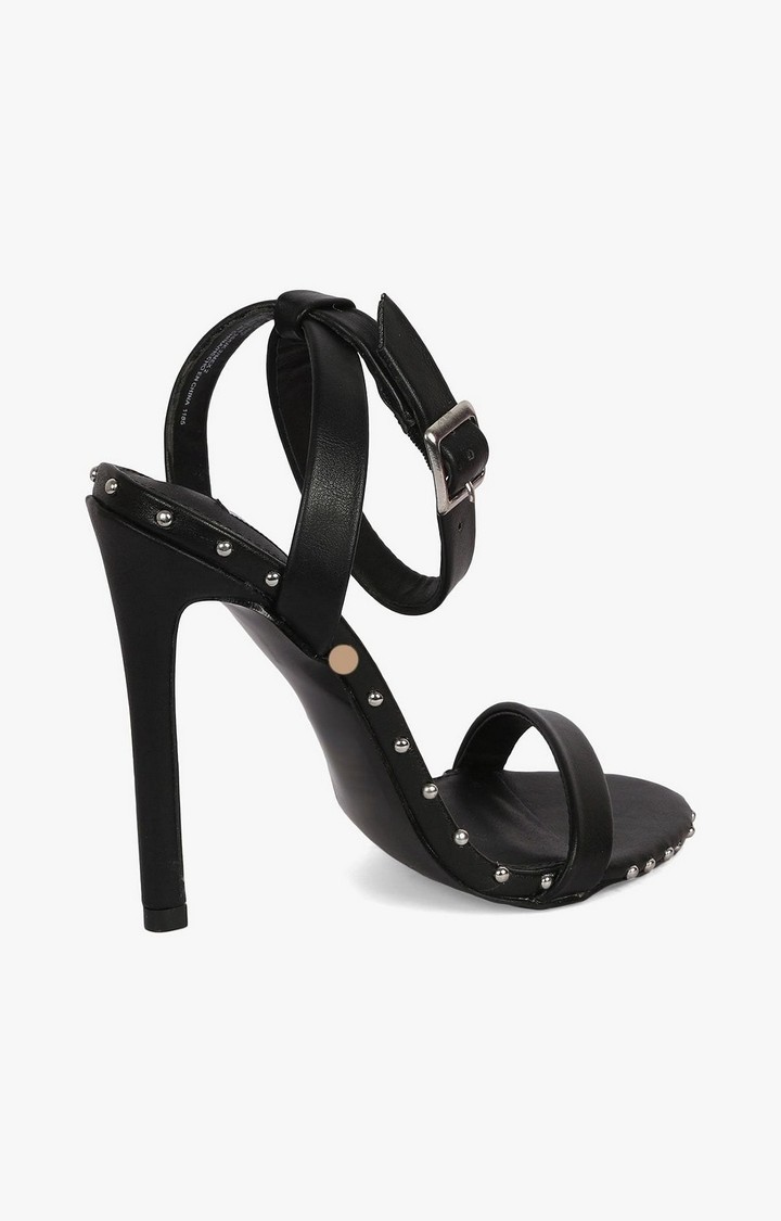 Piercing Black Heel Sandals