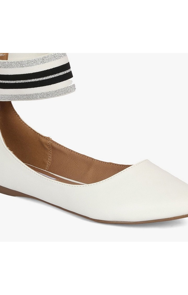 Amaze White Closed Flats & Ballerinas