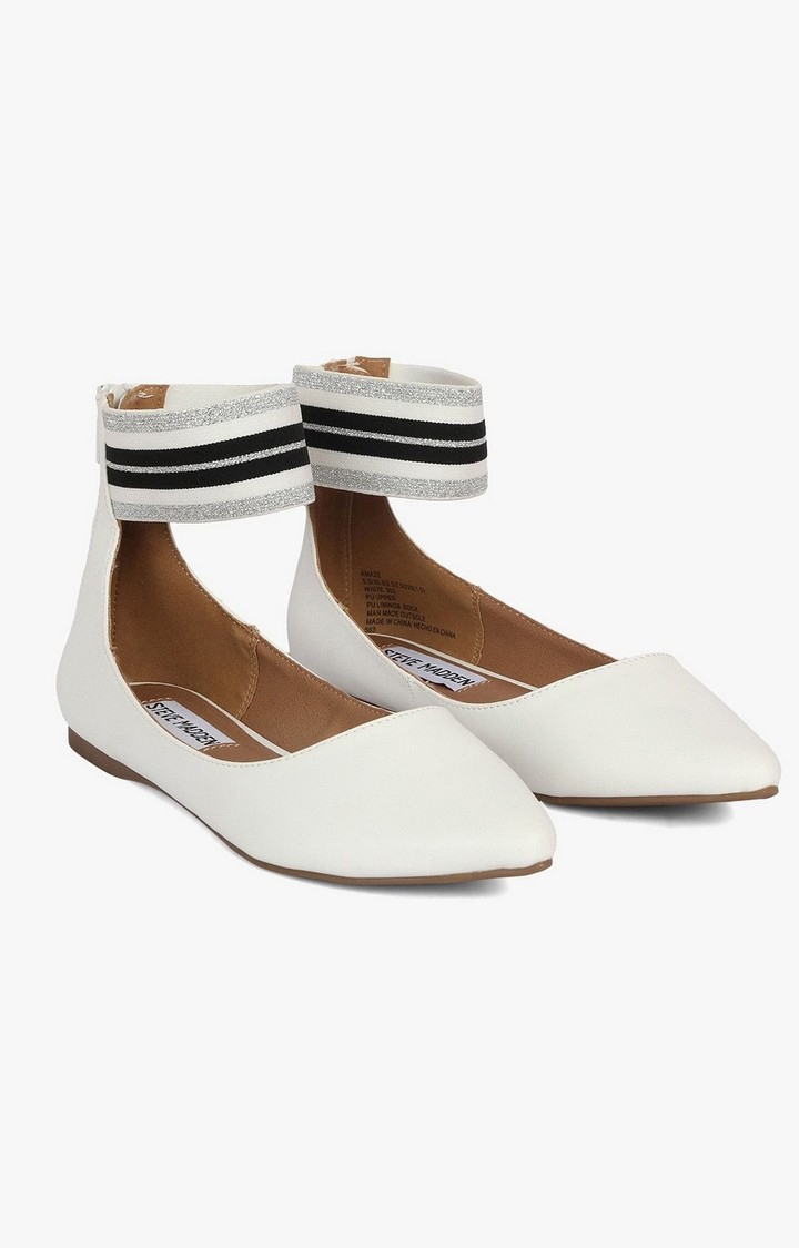 Amaze White Closed Flats & Ballerinas