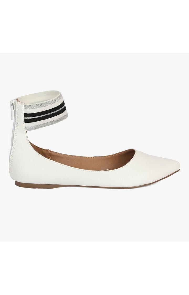 Amaze White Closed Flats & Ballerinas