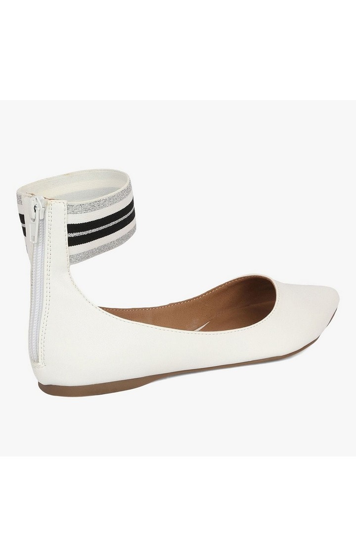 Amaze White Closed Flats & Ballerinas