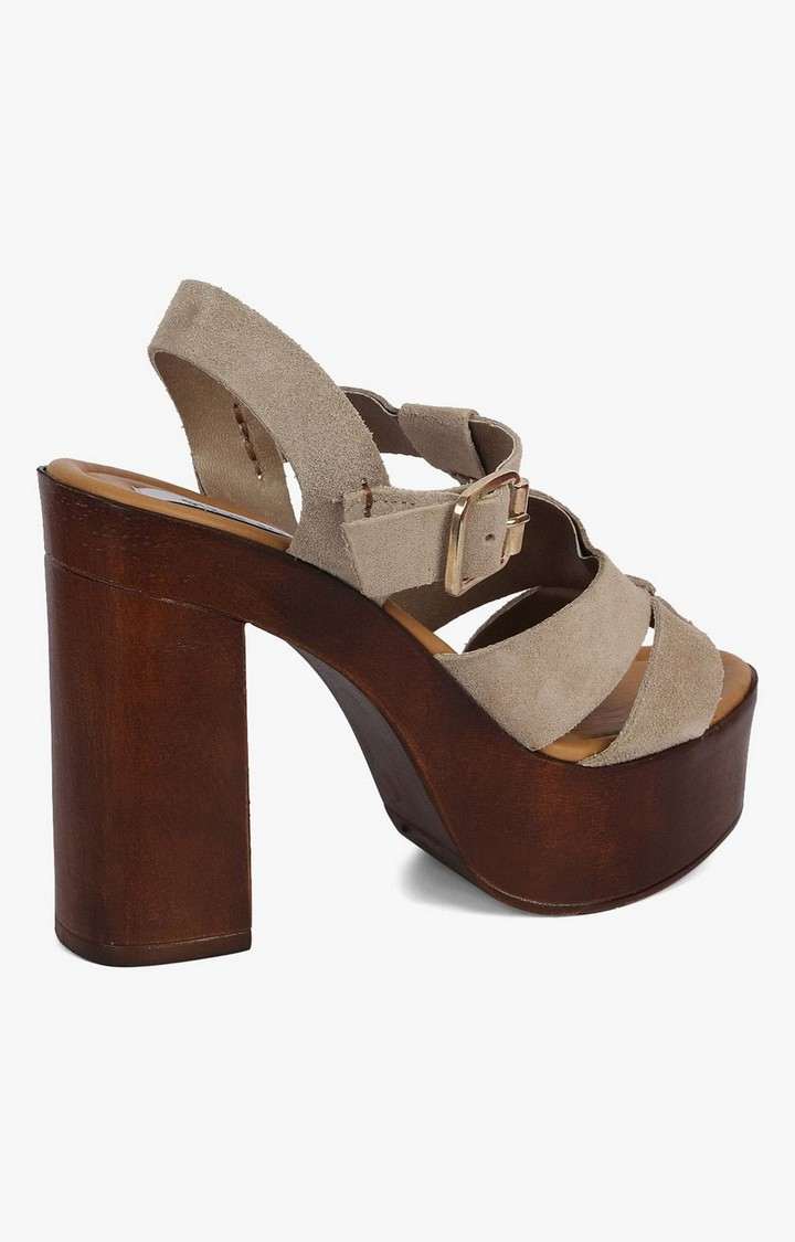 Lucile Grey Heel Sandals