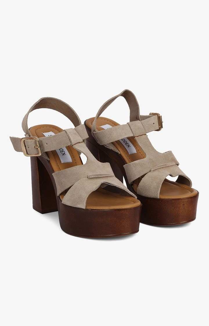 Lucile Grey Heel Sandals