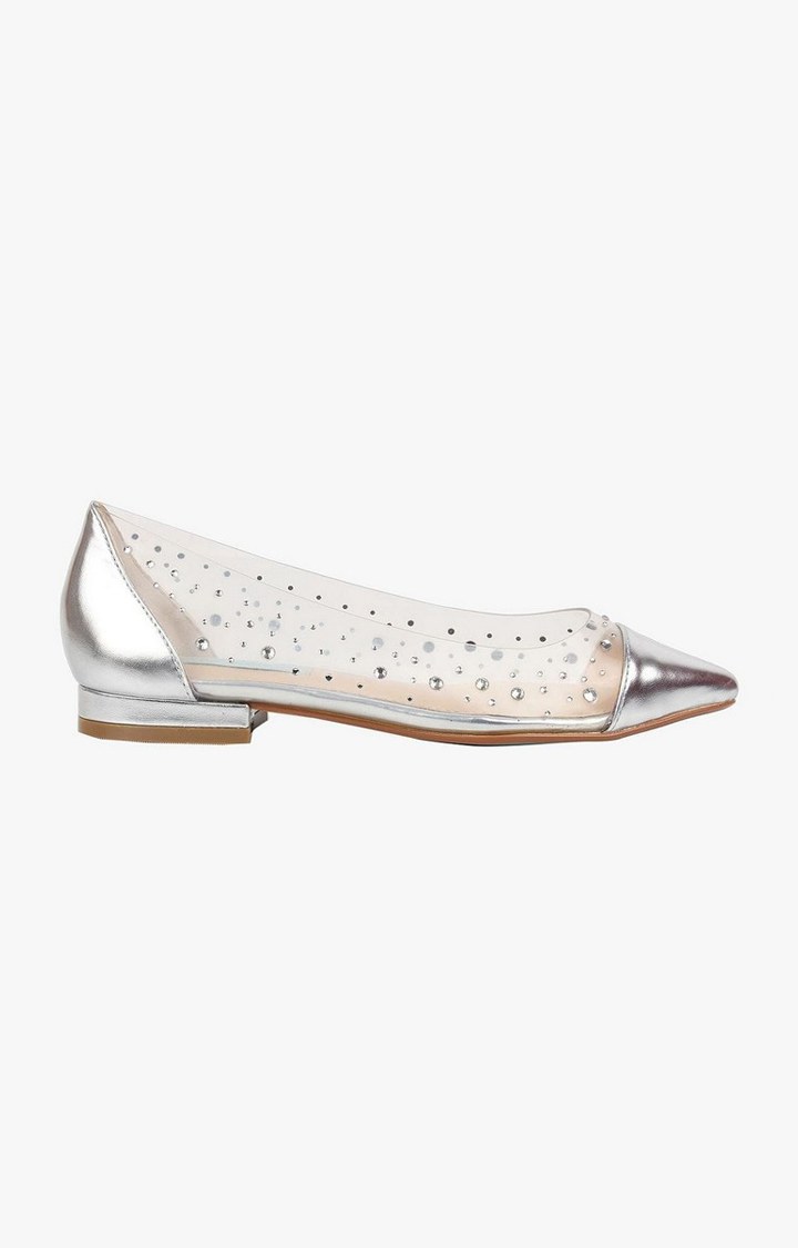 Sb-Gracy Silver Closed Flats & Ballerinas
