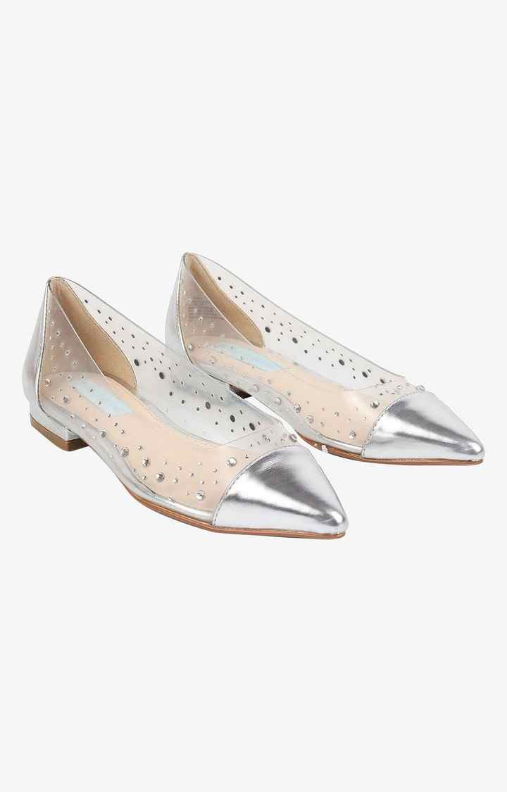 Sb-Gracy Silver Closed Flats & Ballerinas