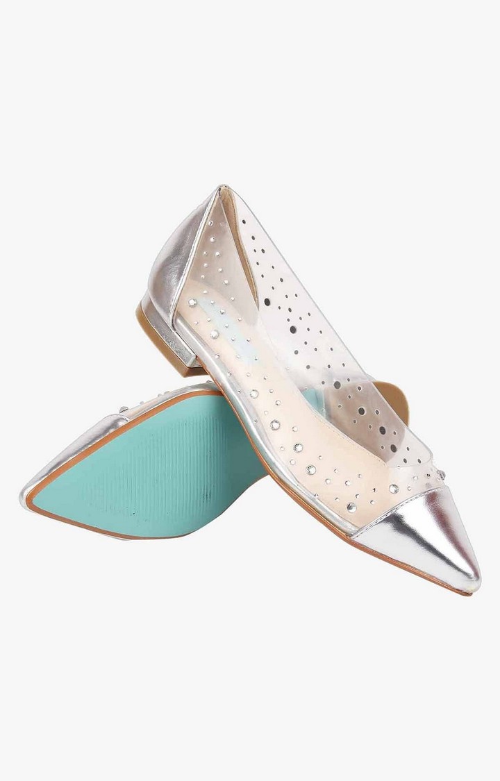 Sb-Gracy Silver Closed Flats & Ballerinas