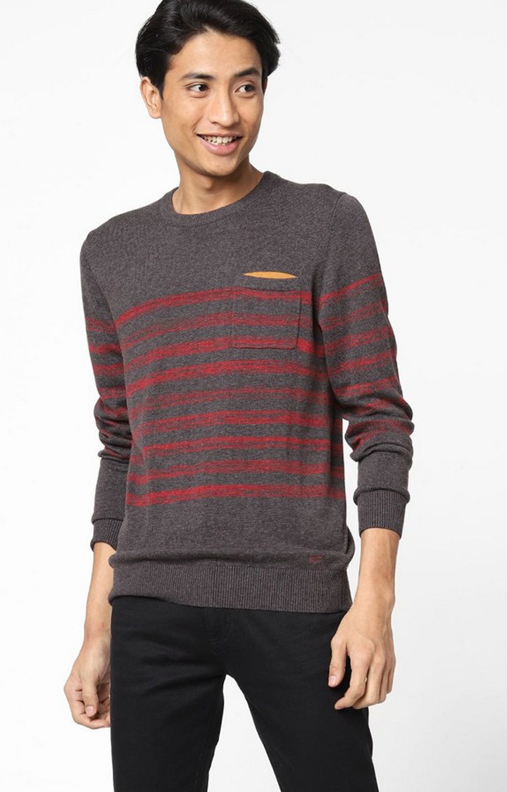 GAS | Ronnys Striped Slim Fit Pullover with Patch Pocket
