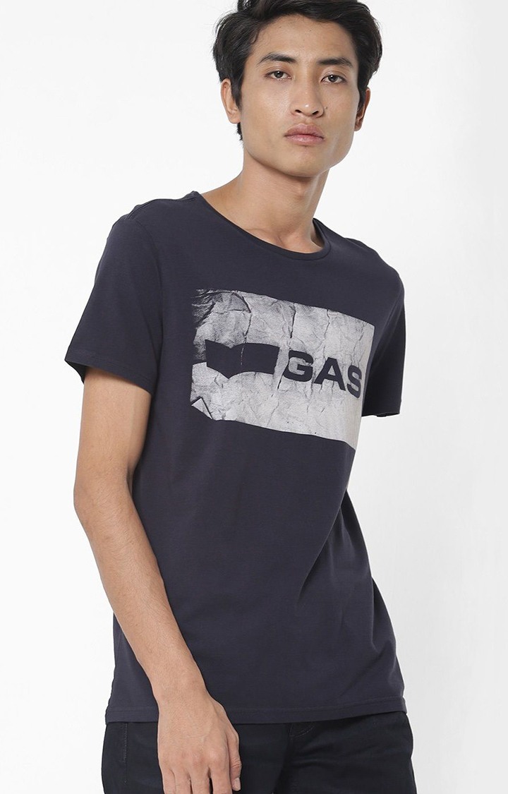Men's Scuba/s printed round neck blue t-shirt