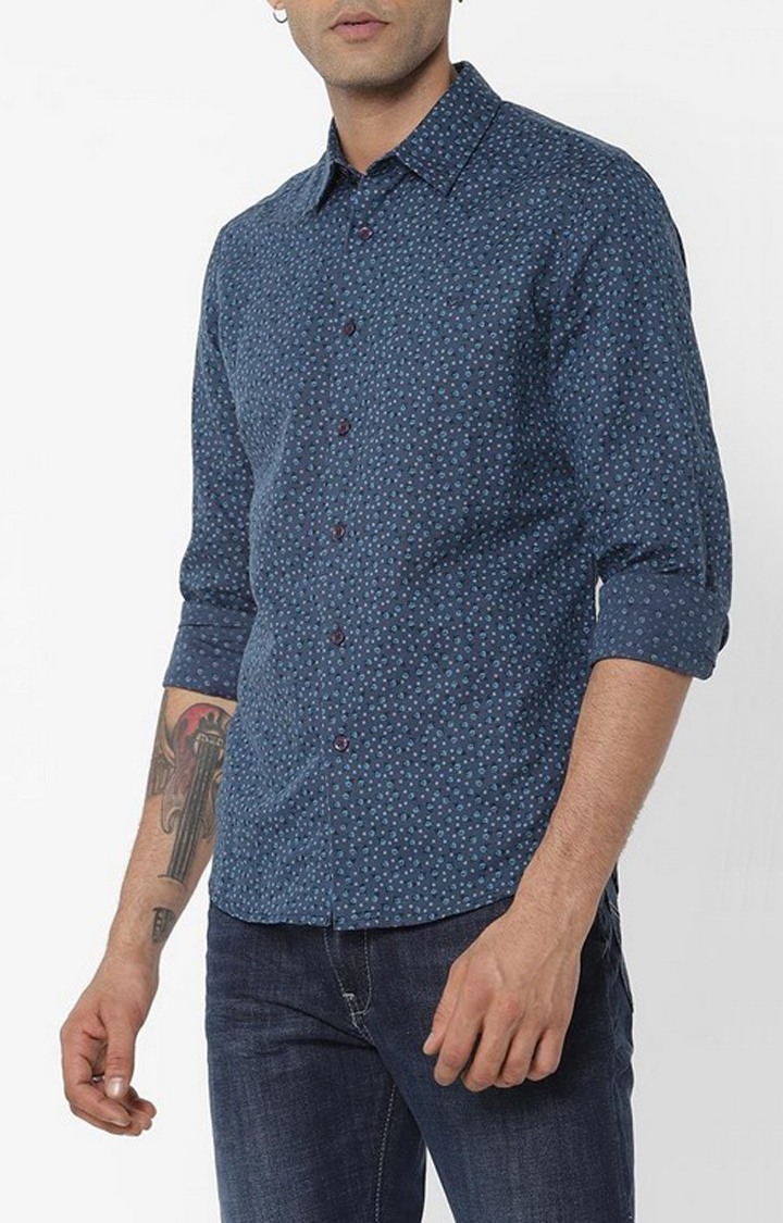 GAS | Men's Sir Det All Over Printed Blue Shirt