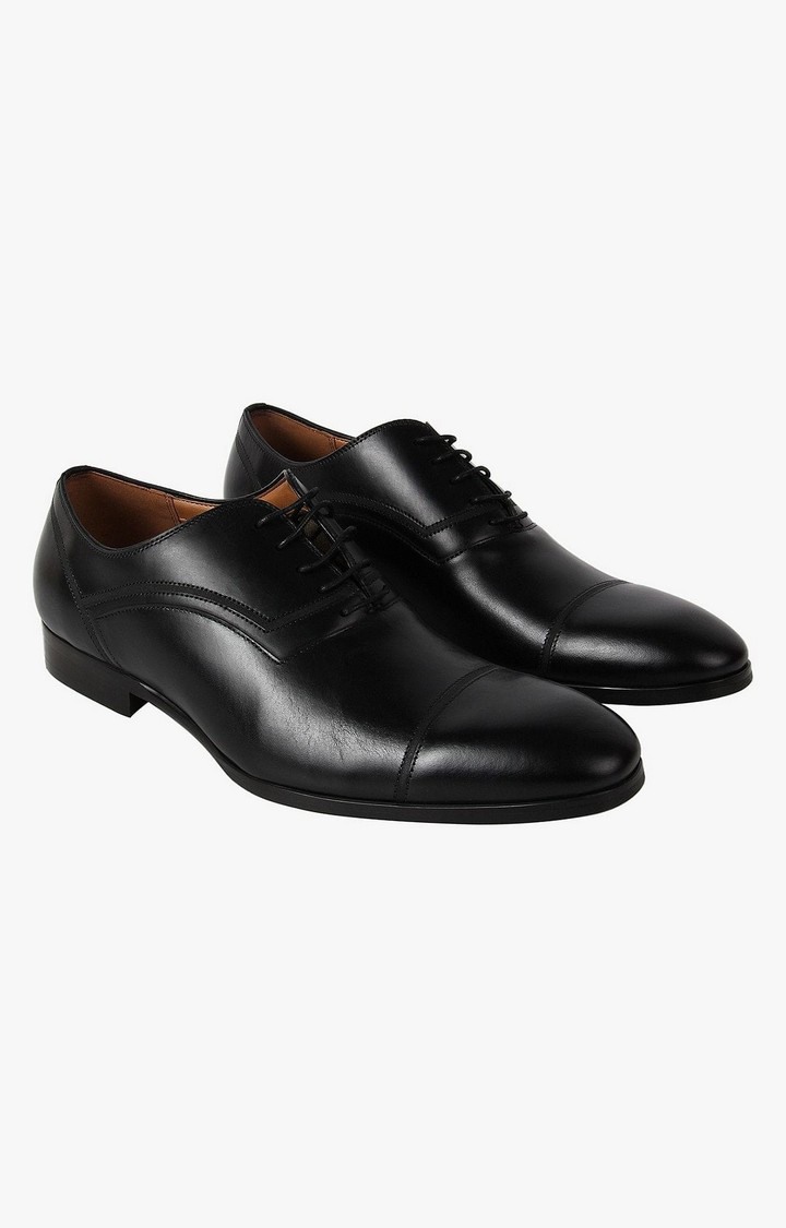 Compass Black Tie-Ups & Dress Loafers
