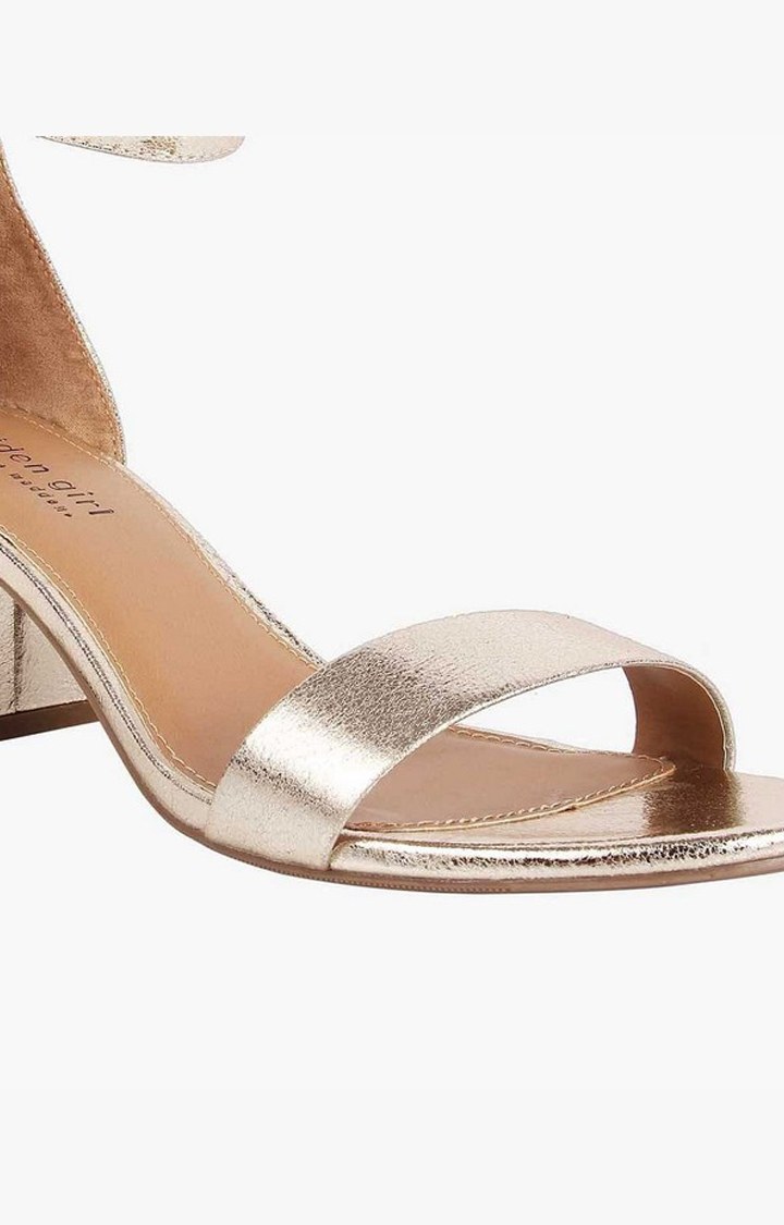 Marrcelaa Gold Heel Sandals