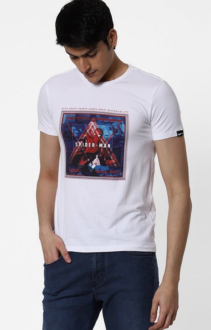 Spider-Man Print Slim Fit Crew-Neck T-shirt