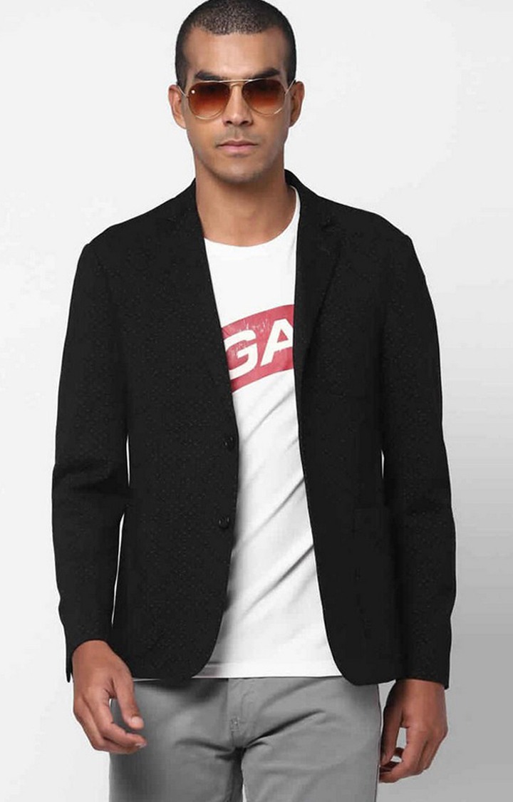 Printed Slim Fit Jacket with Notched Lapel