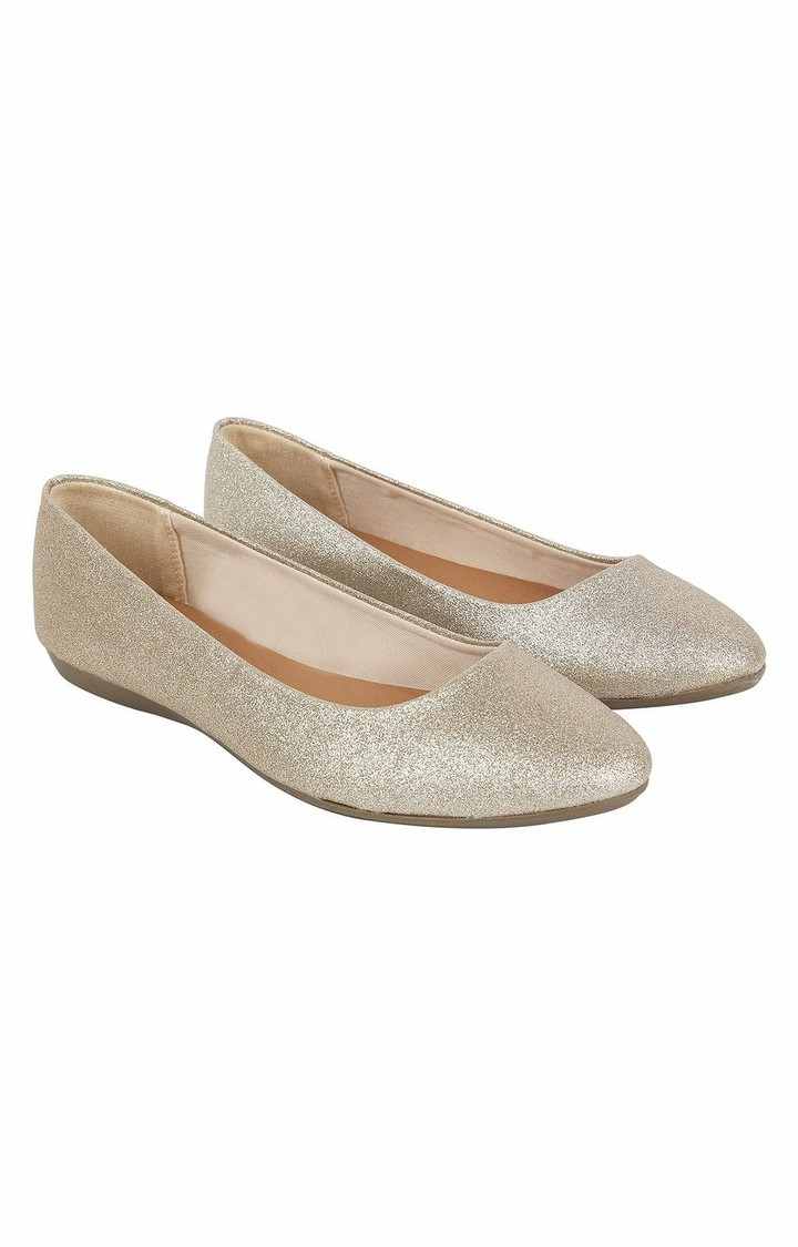 Maya Gold Closed Flats & Ballerinas