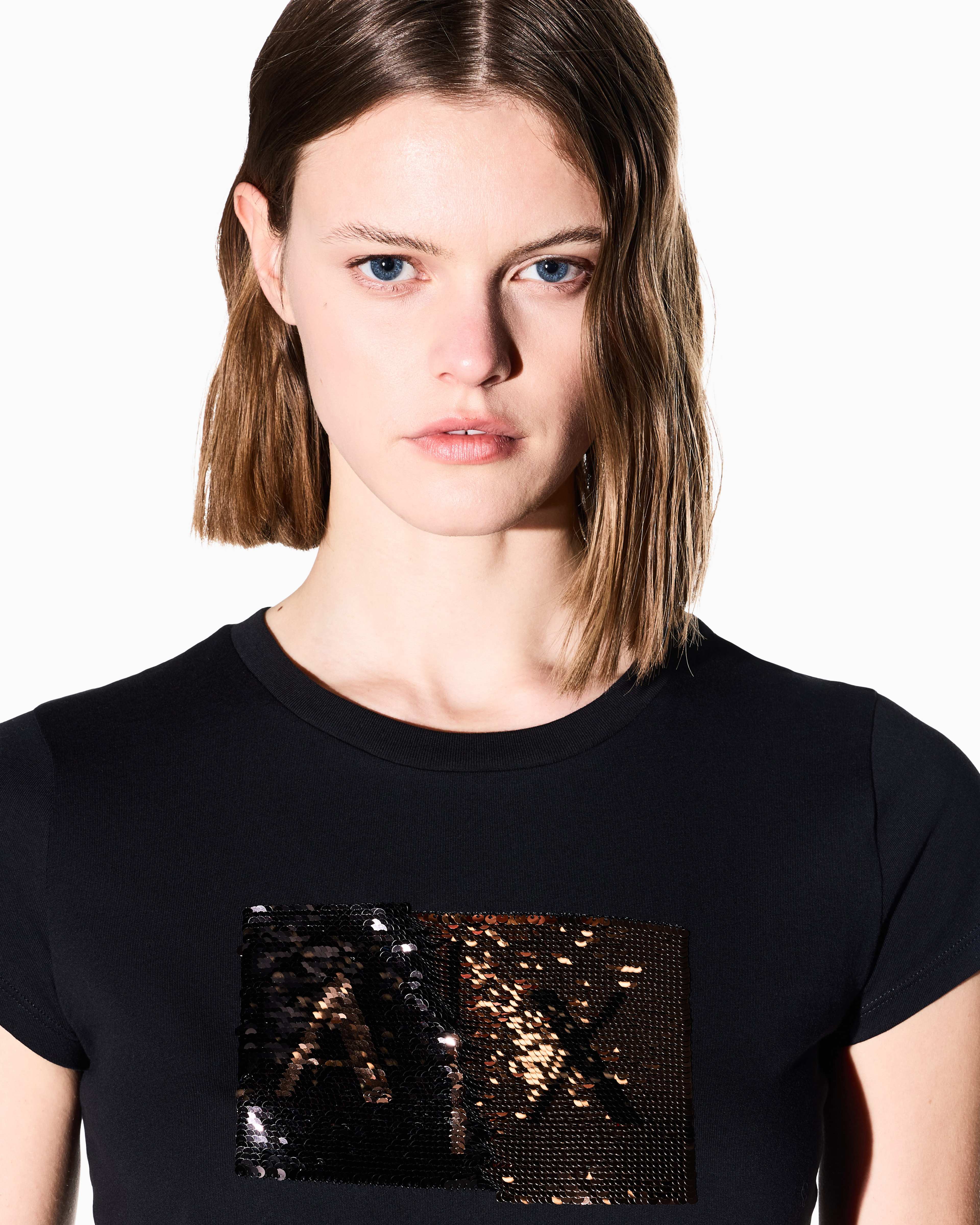 Women Black Cotton  T-Shirt