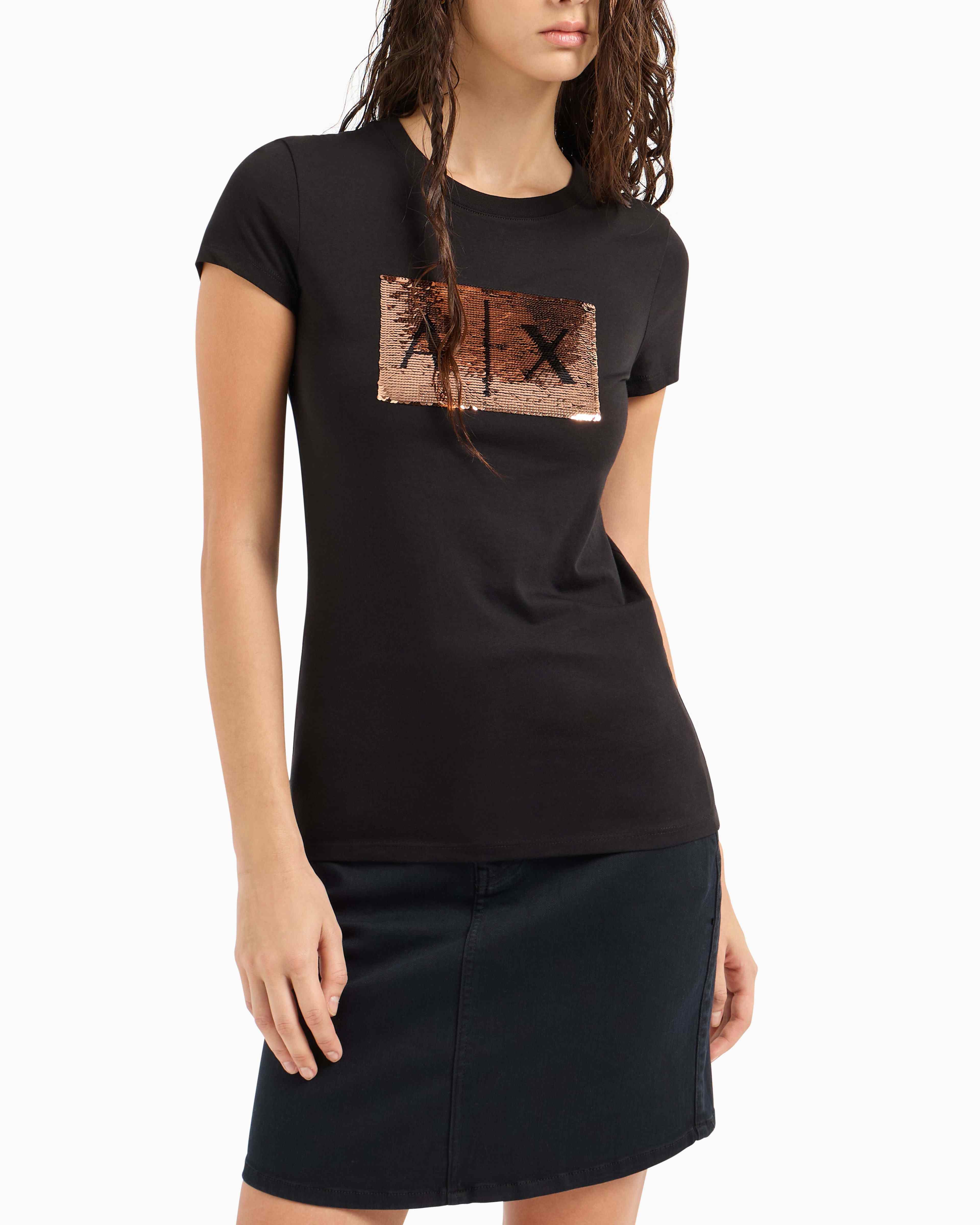 Women Black Cotton  T-Shirt