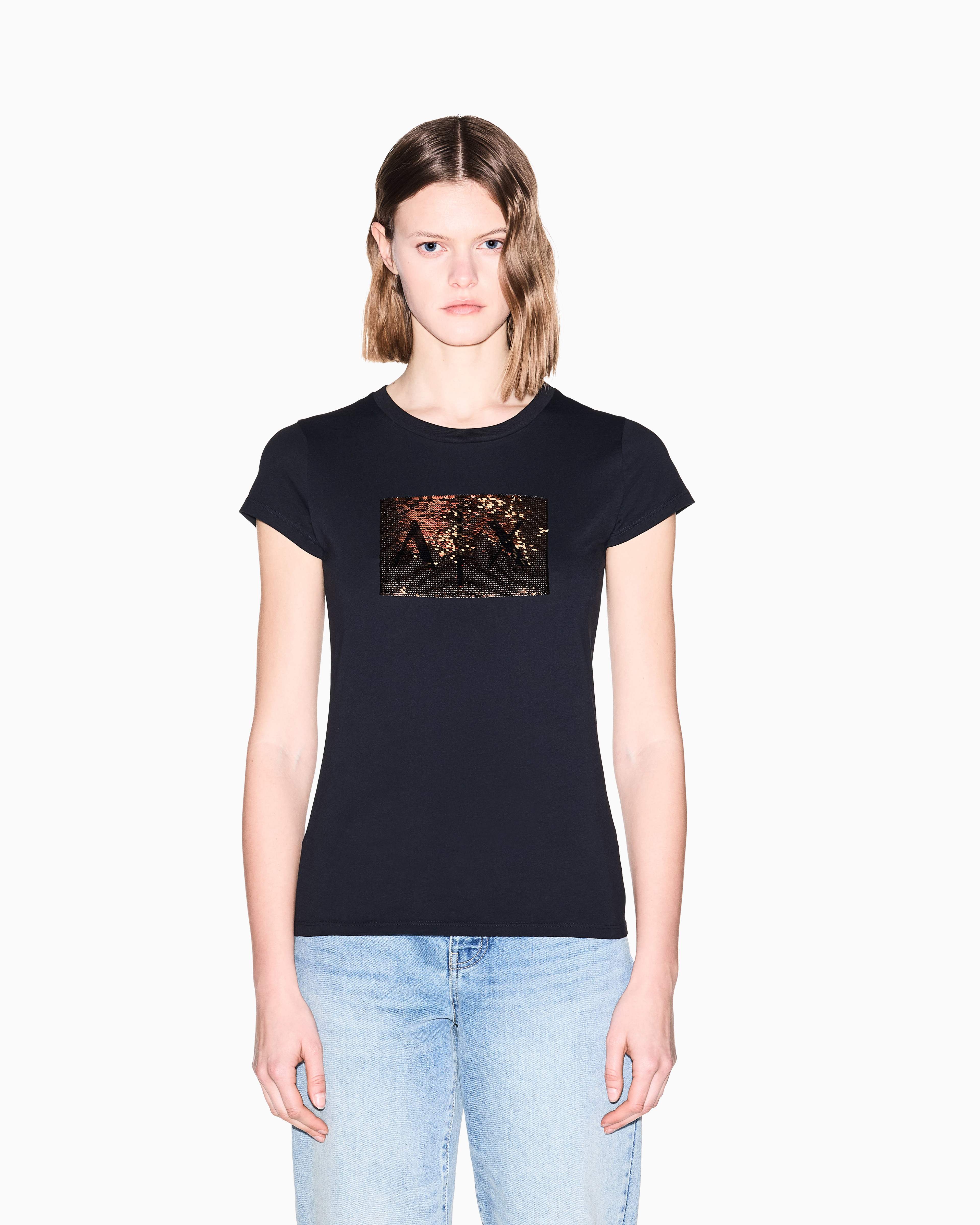 Women Black Cotton  T-Shirt