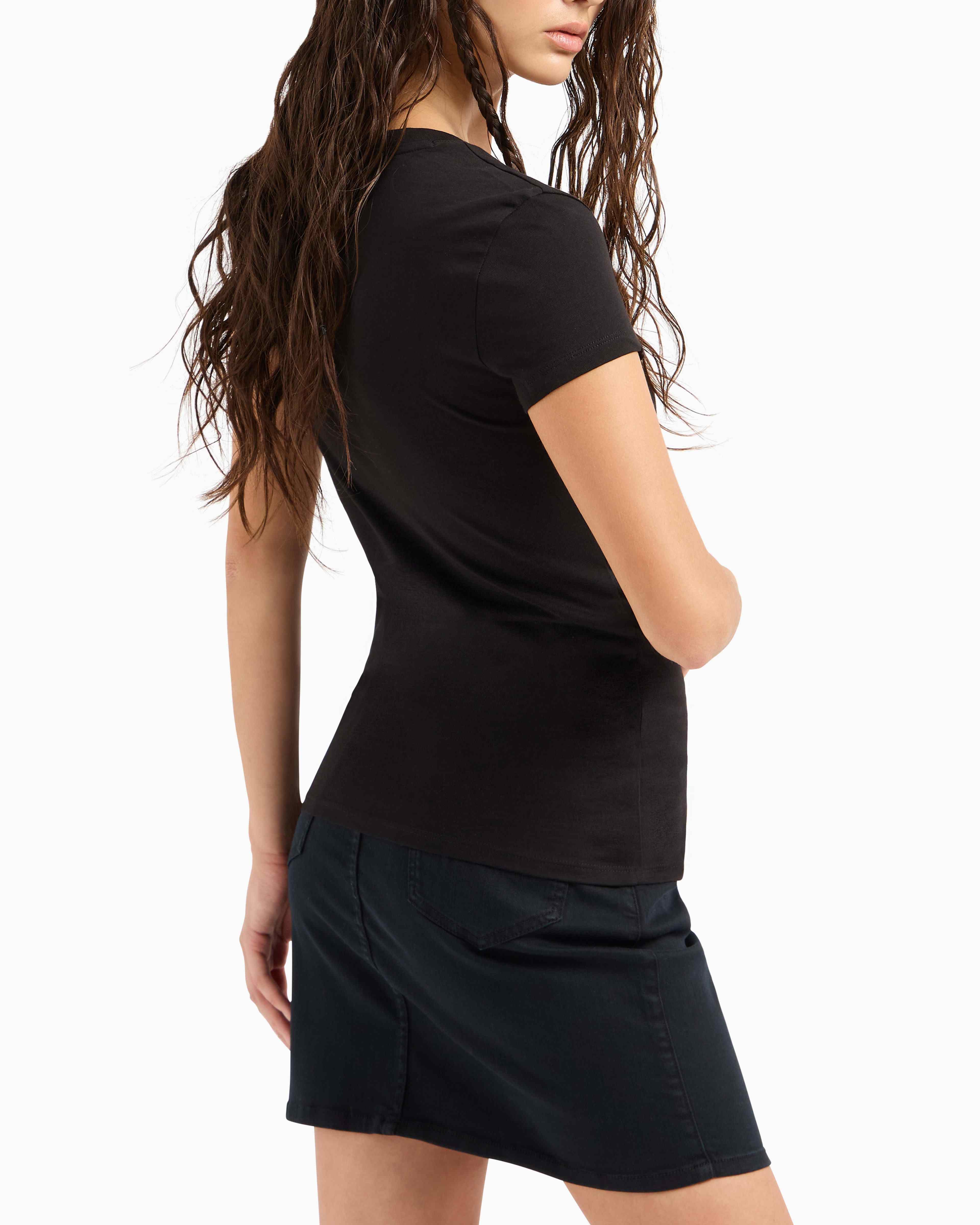 Women Black Cotton  T-Shirt