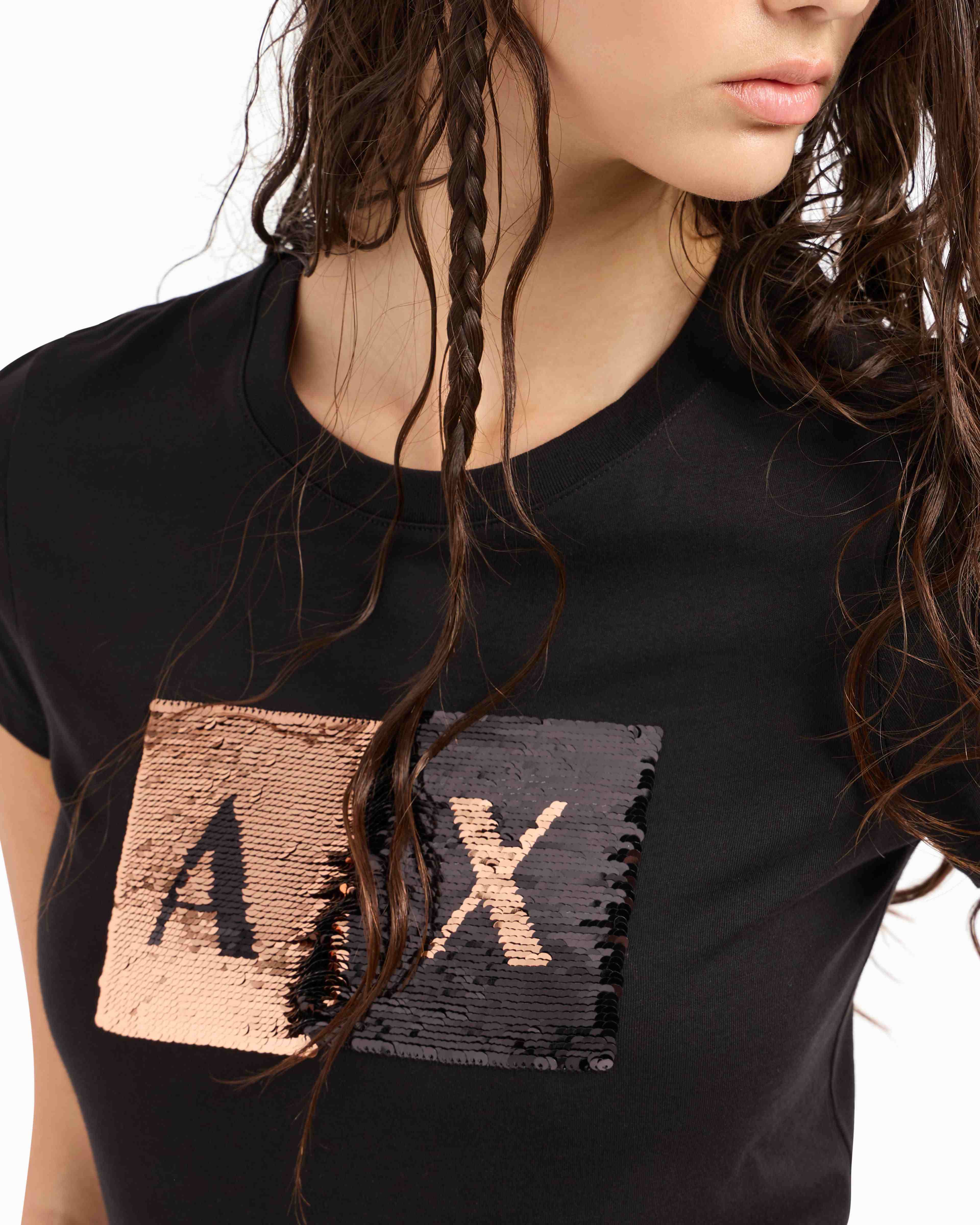 Women Black Cotton  T-Shirt
