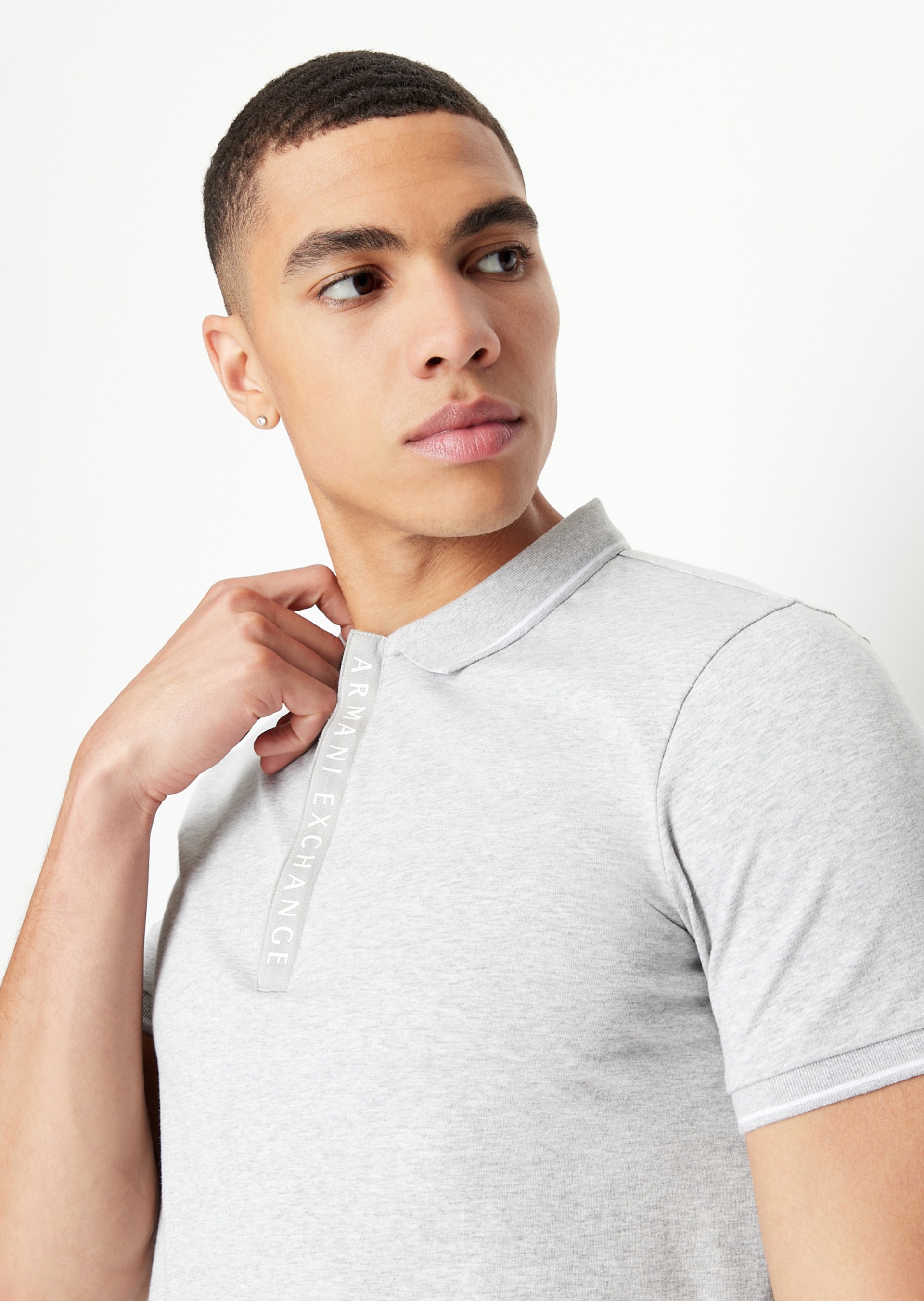 Men Grey Cotton  Polo T-Shirt
