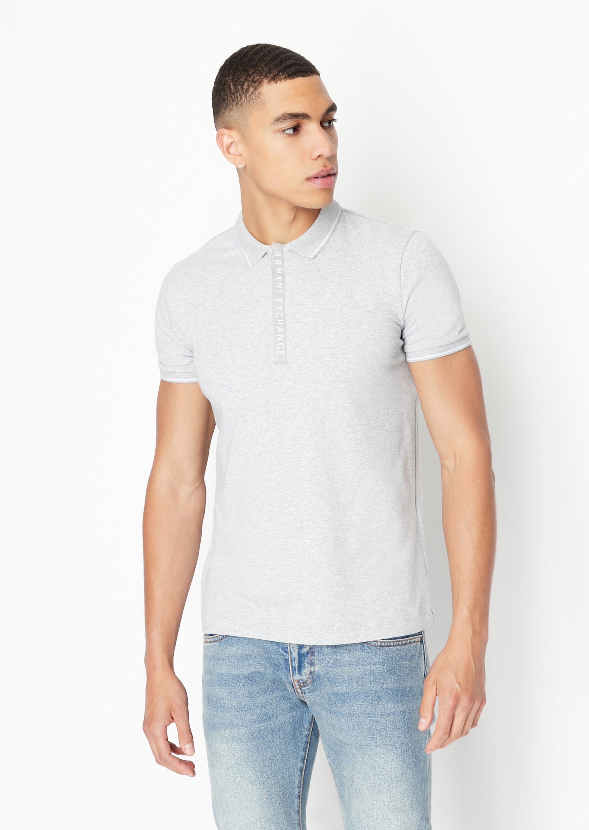 Men Grey Cotton  Polo T-Shirt