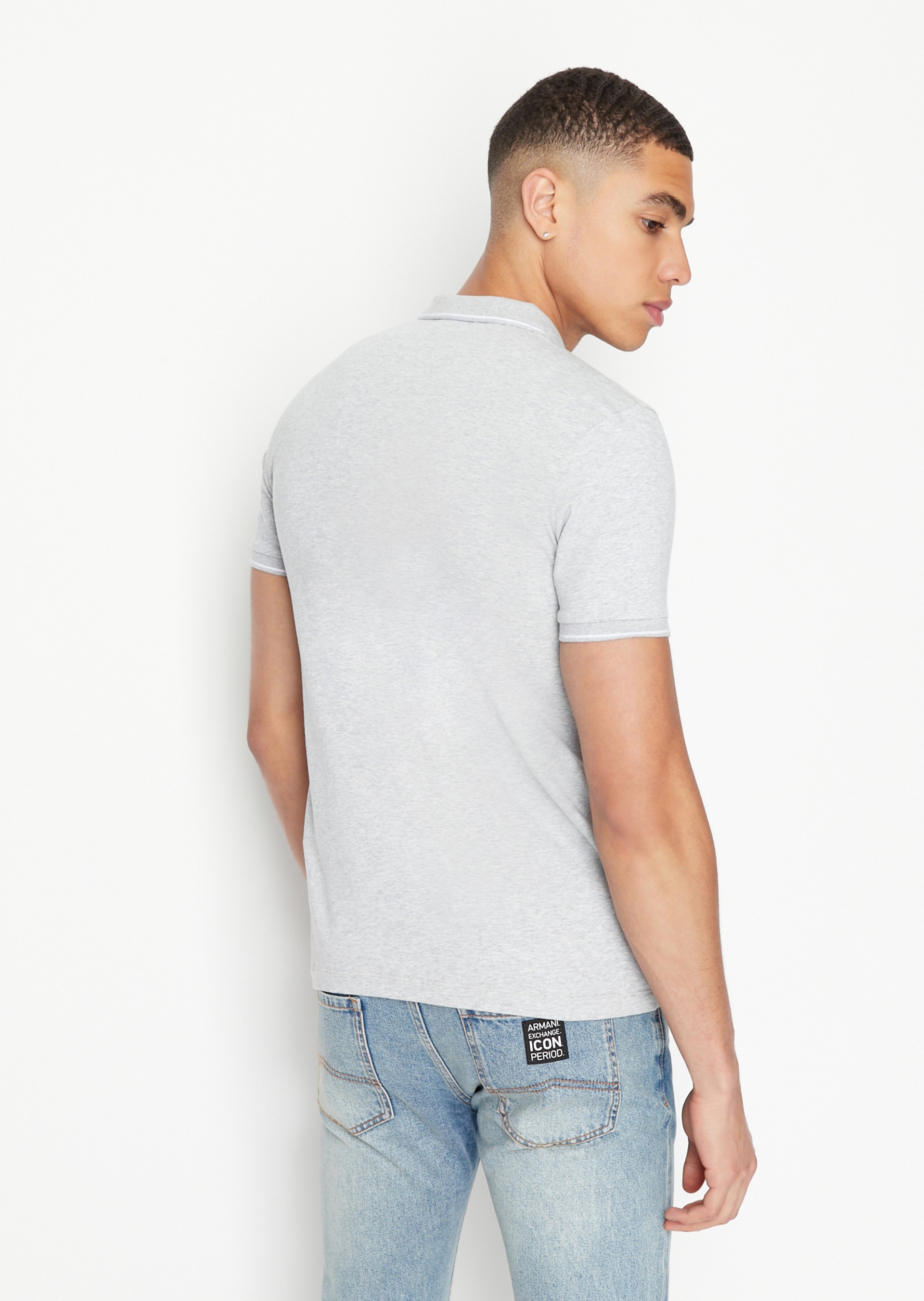 Men Grey Cotton  Polo T-Shirt