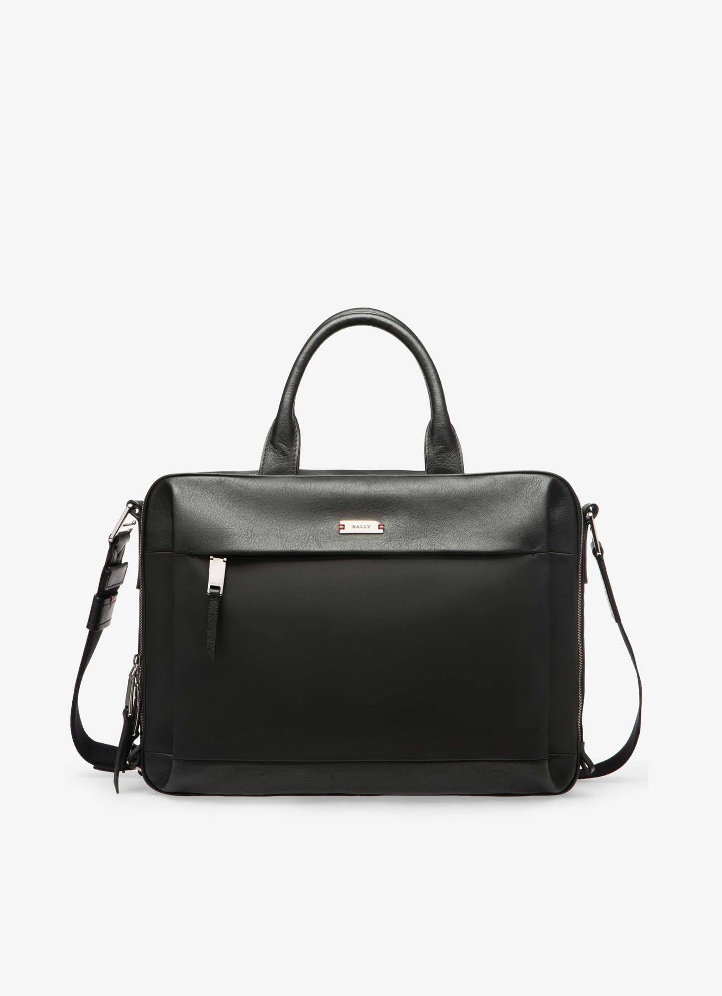 Vaud Cotton Mix & Leather Business Bag In Black