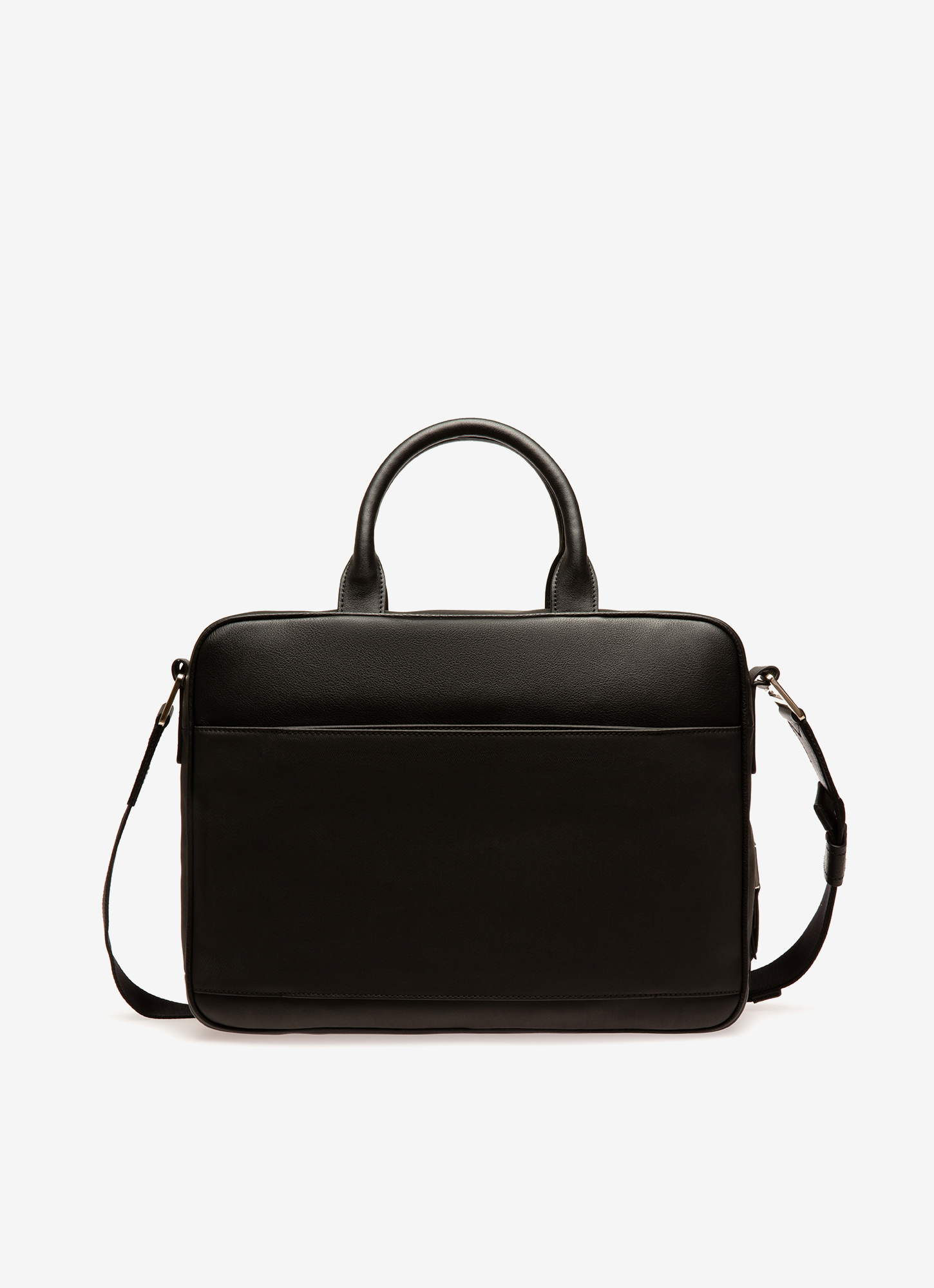 Vaud Cotton Mix & Leather Business Bag In Black
