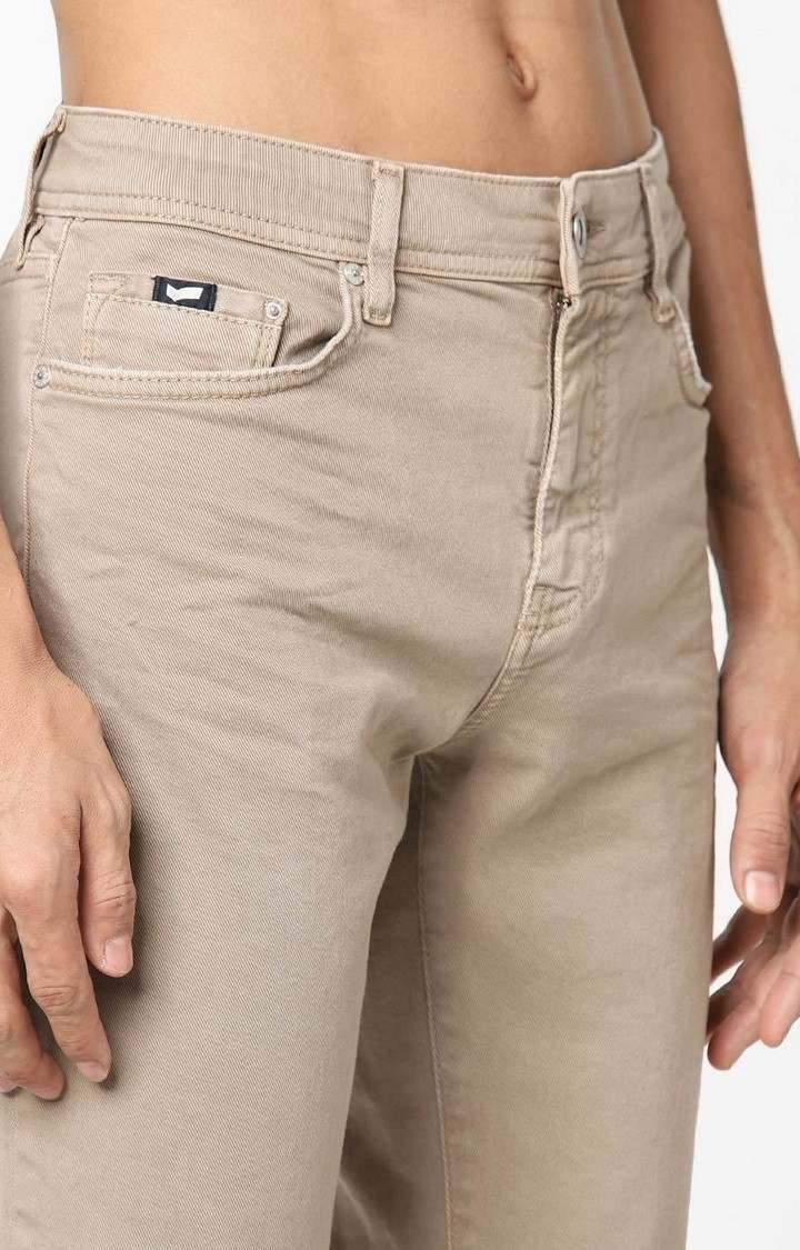 Men's Mid-Rise Beige Skinny Jeans