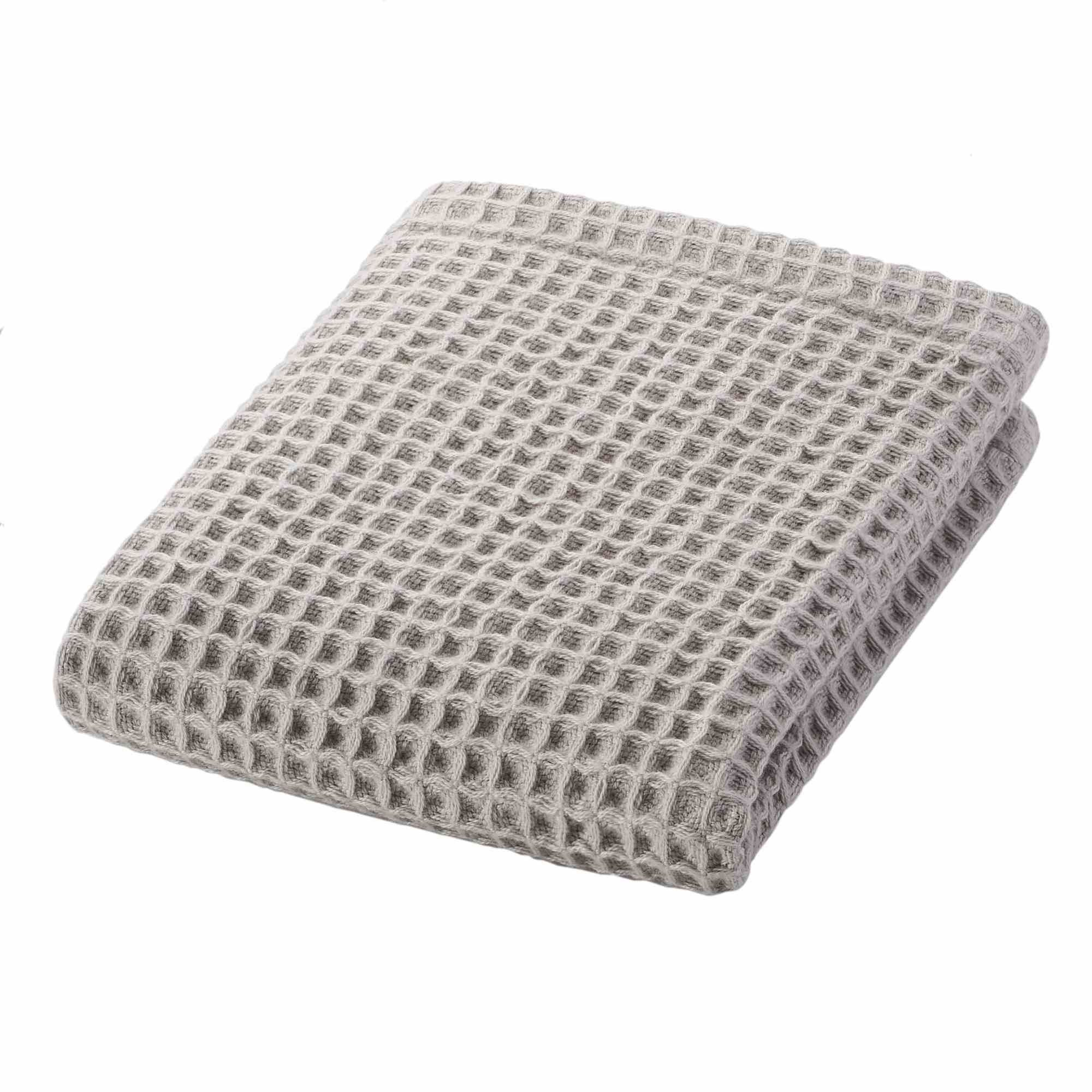 ORGANIC COTTON WAFFLE HAND TOWEL THIN LIGHT GREY