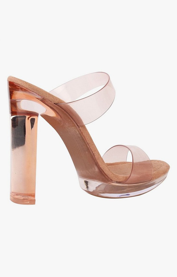 Glassy Brown Heel Sandals