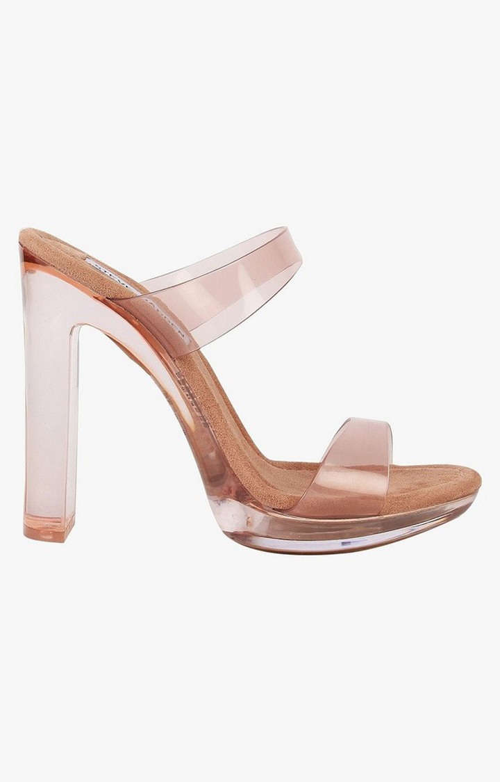 Glassy Brown Heel Sandals