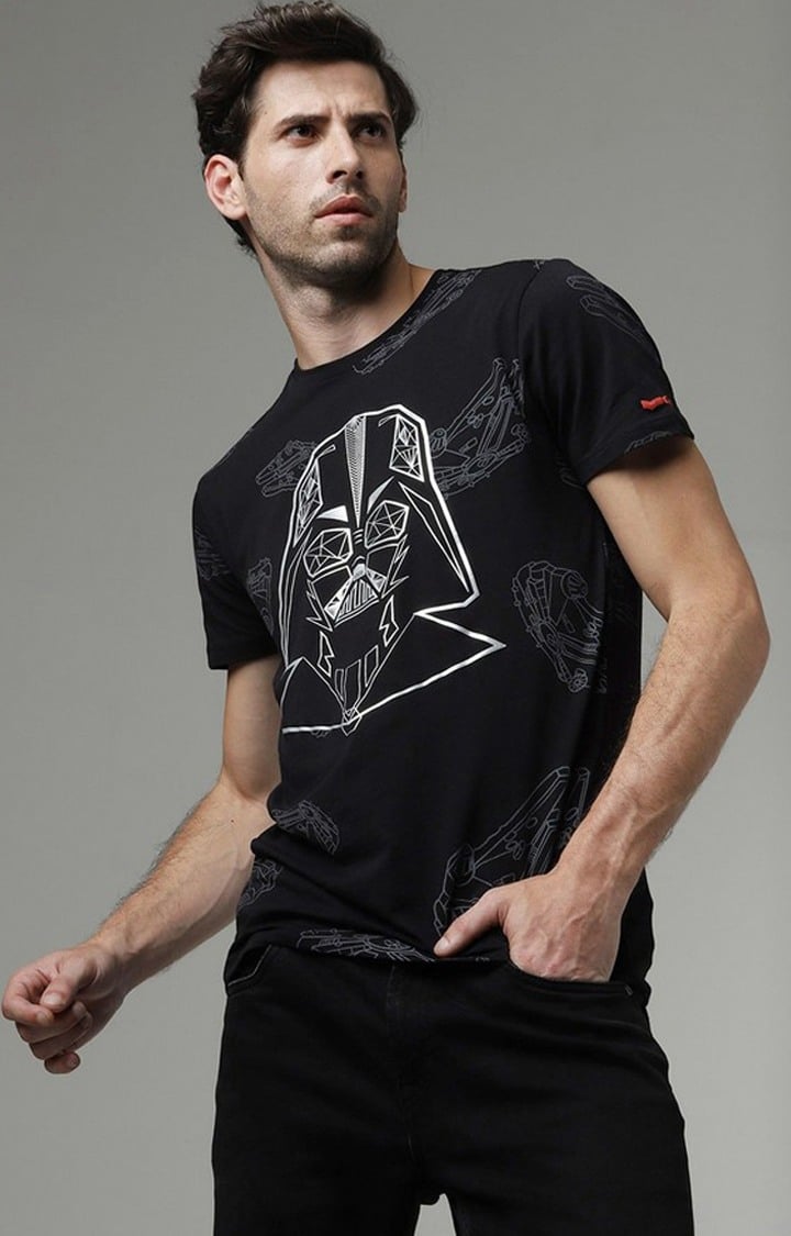 Stars War Print Slim Fit Crew-Neck T-shirt