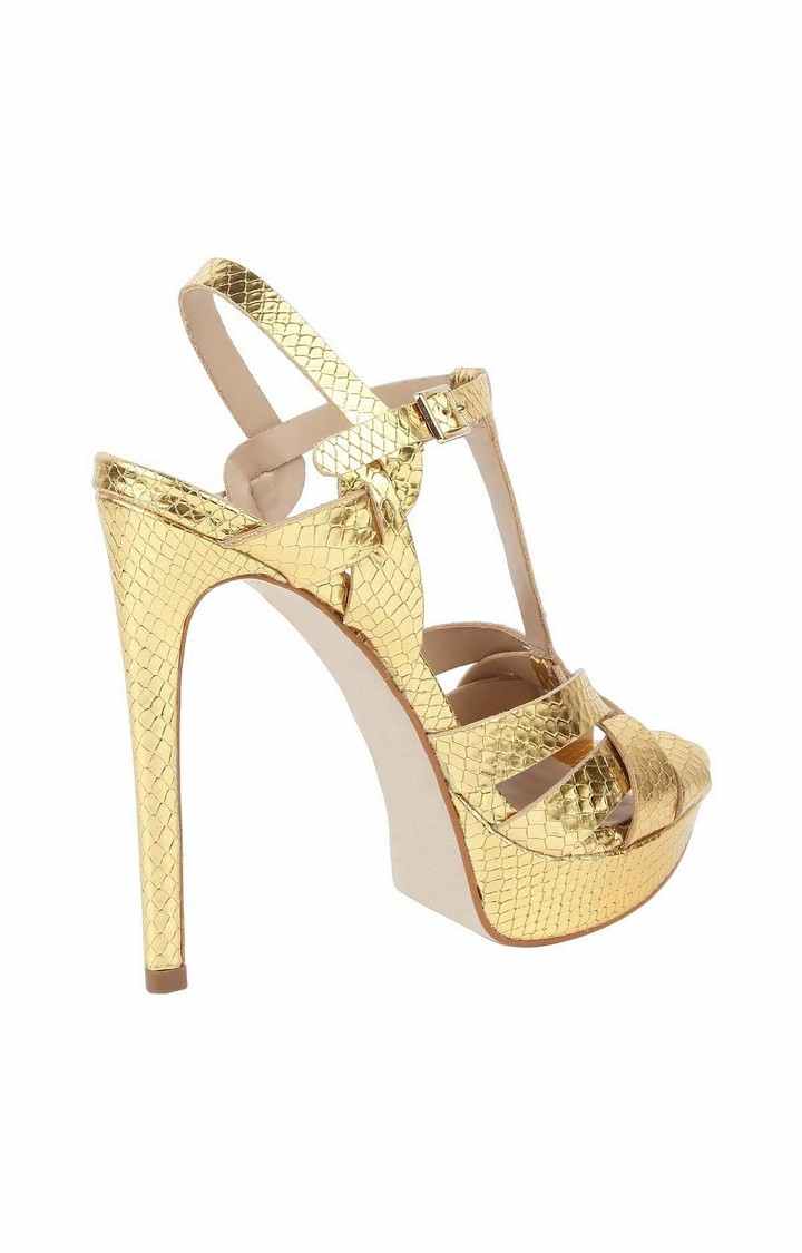 Faline Gold Heel Sandals