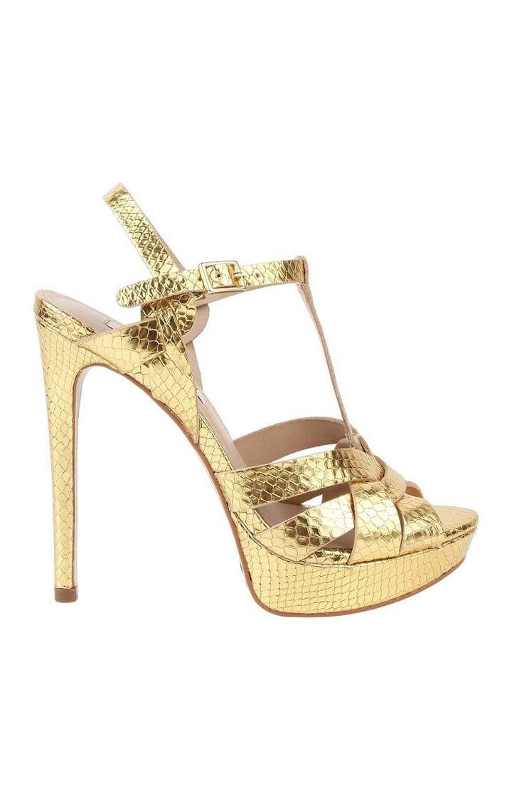 Faline Gold Heel Sandals