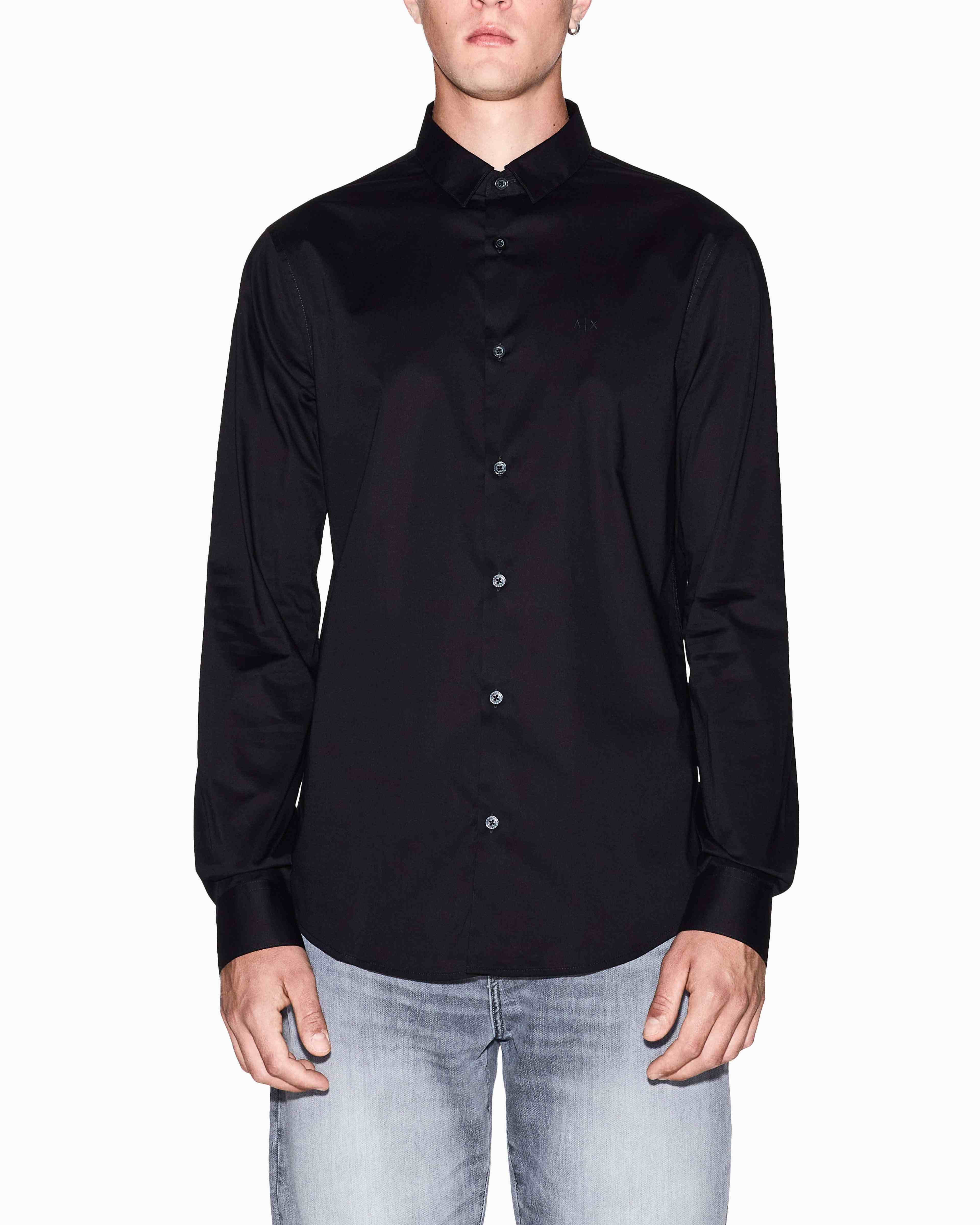 Men Black Cotton  Shirt