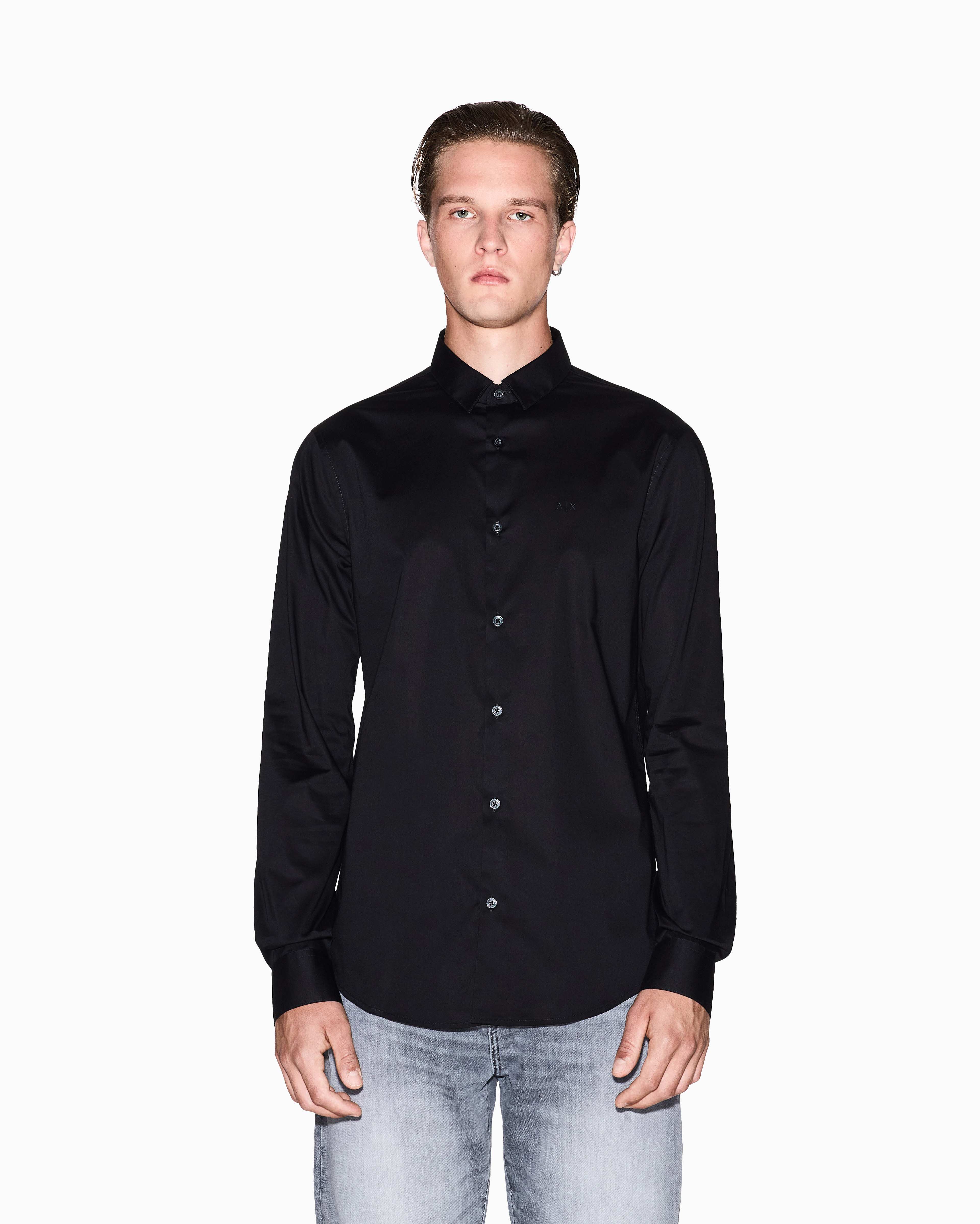 Men Black Cotton  Shirt