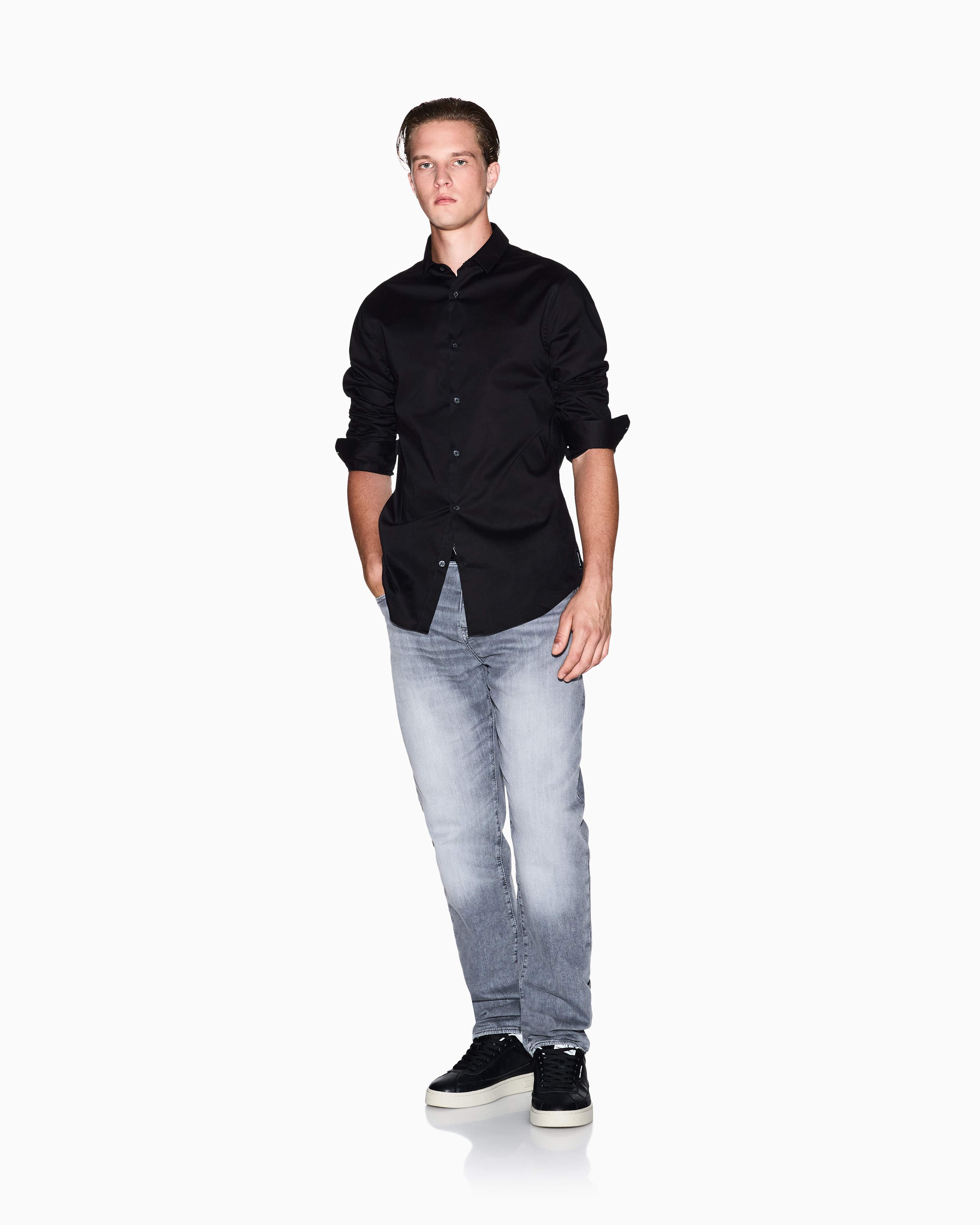 Men Black Cotton  Shirt
