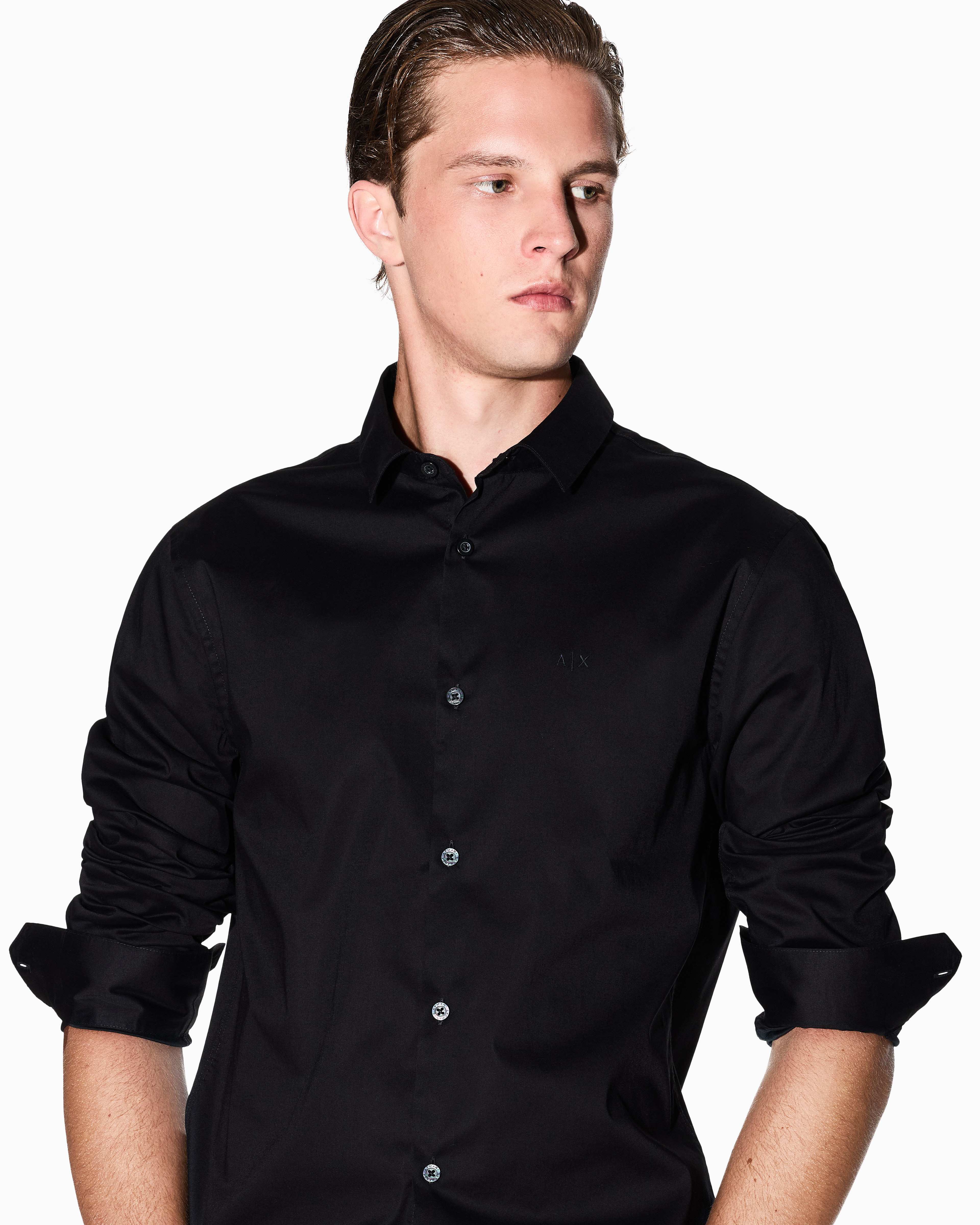 Men Black Cotton  Shirt
