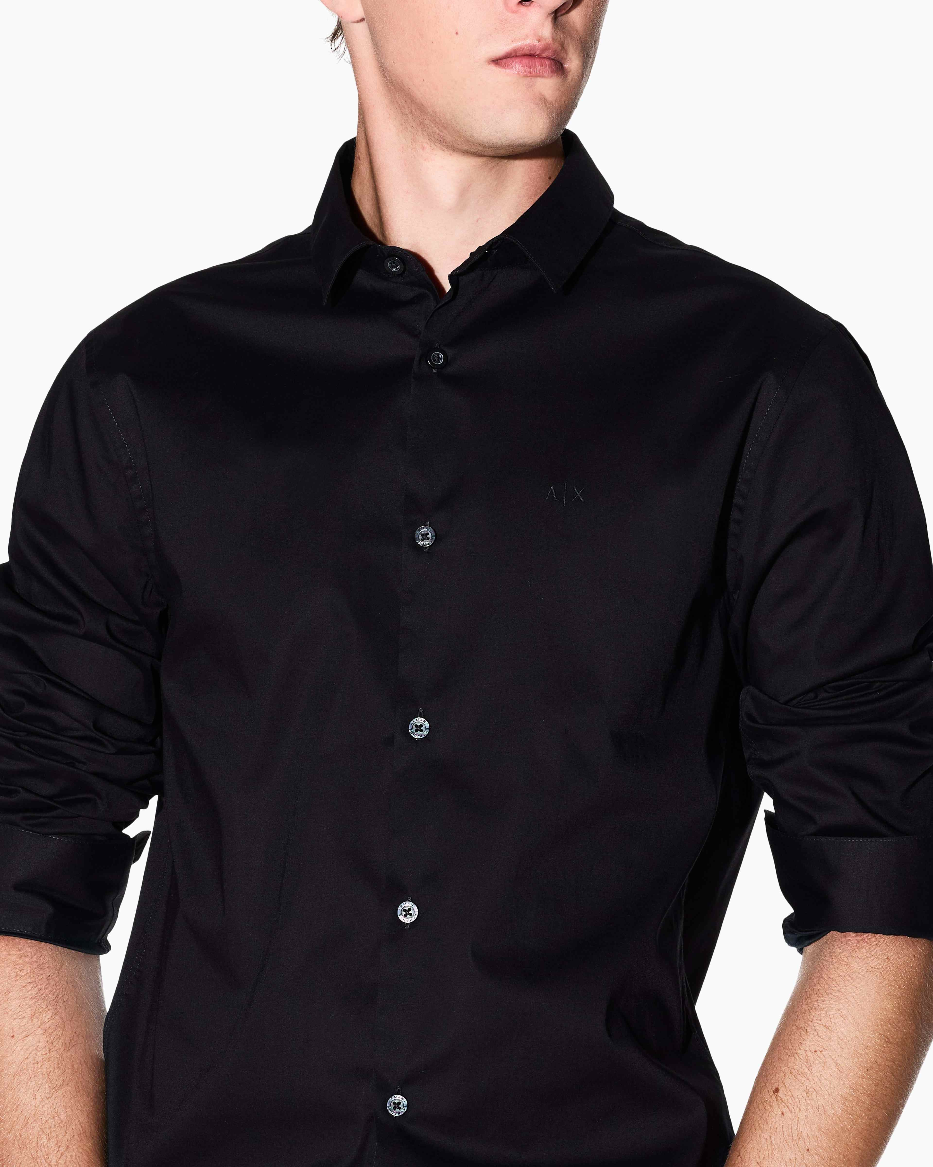 Men Black Cotton  Shirt