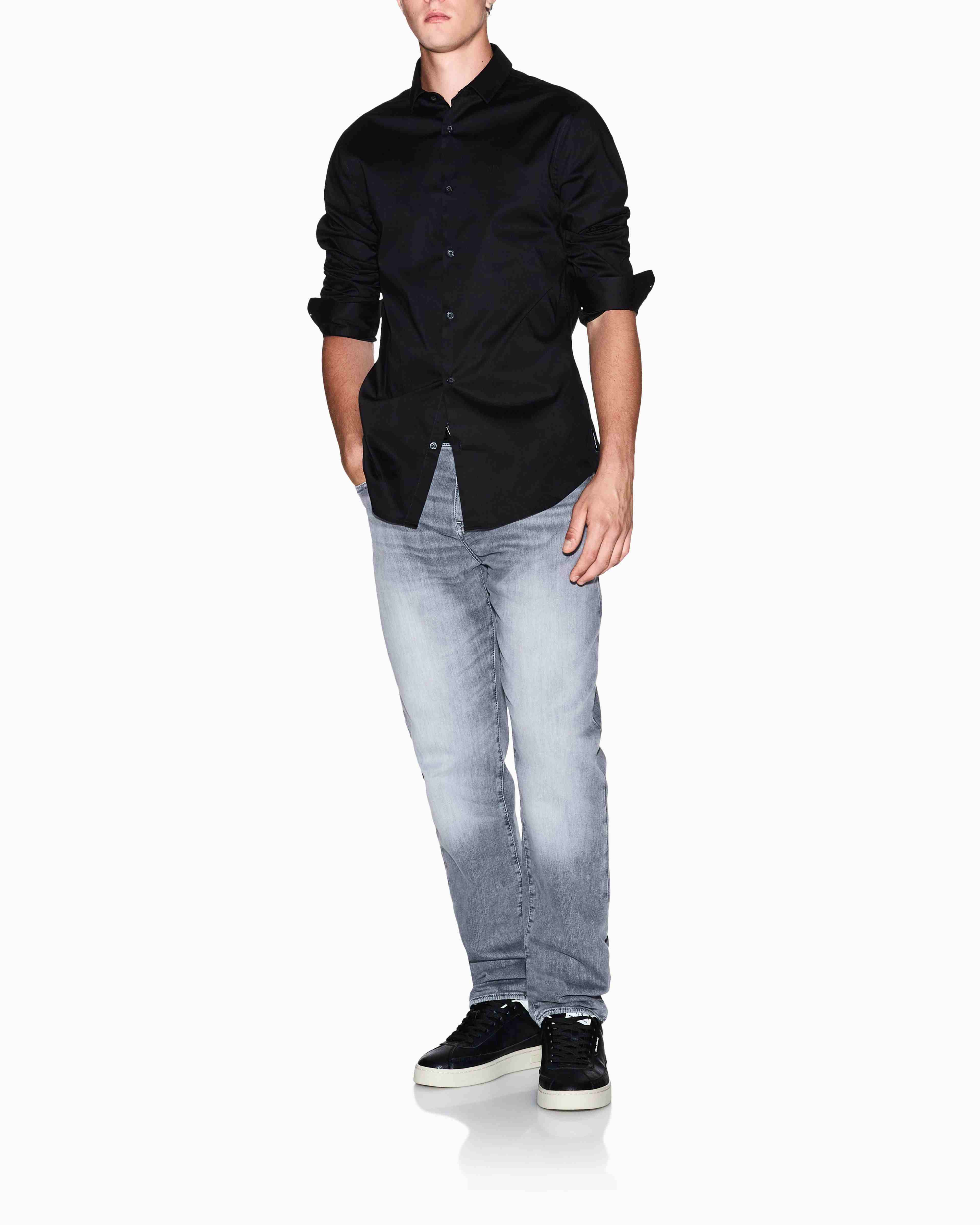 Men Black Cotton  Shirt