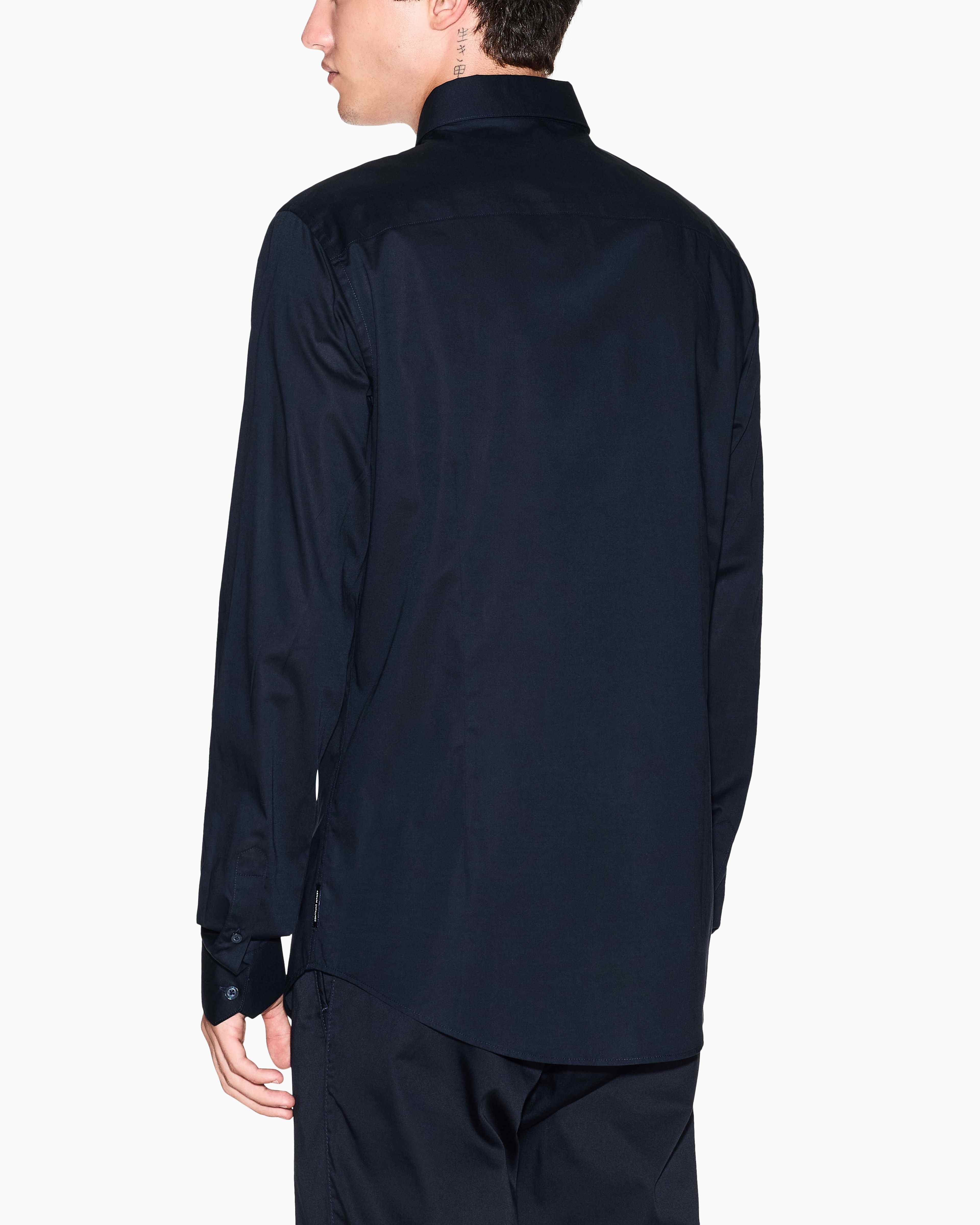 Men Navy Cotton  Shirt