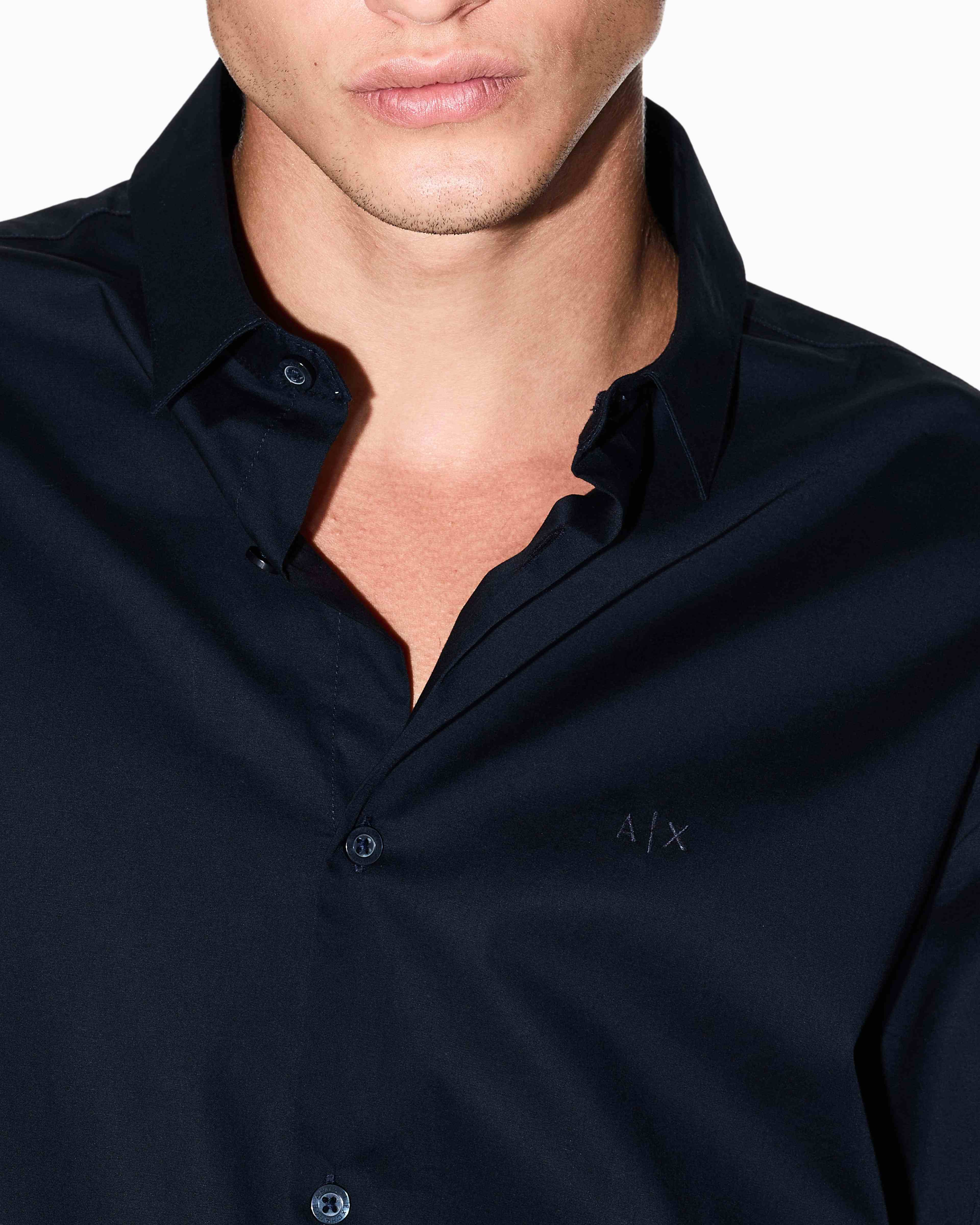 Men Navy Cotton  Shirt