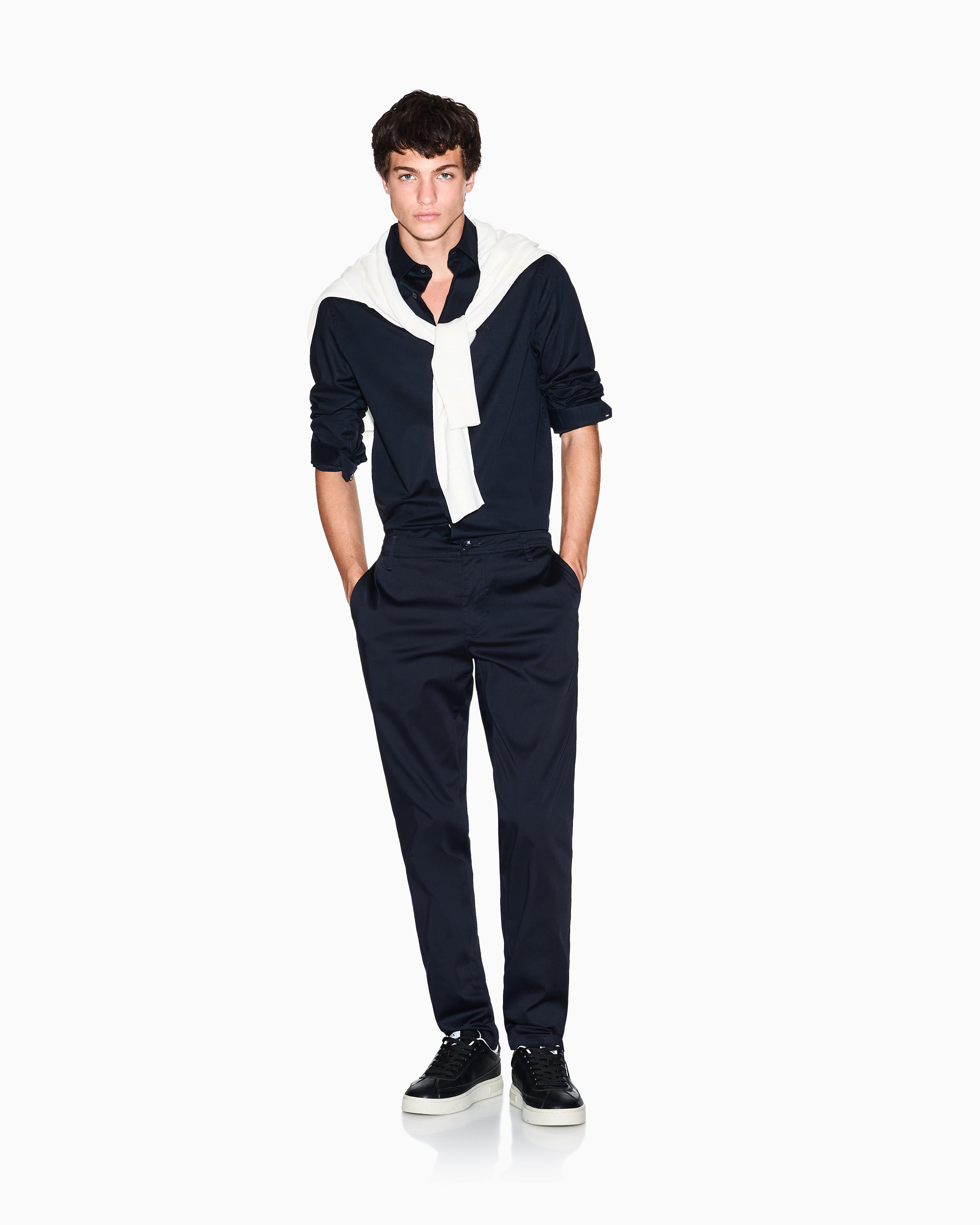 Men Navy Cotton  Shirt